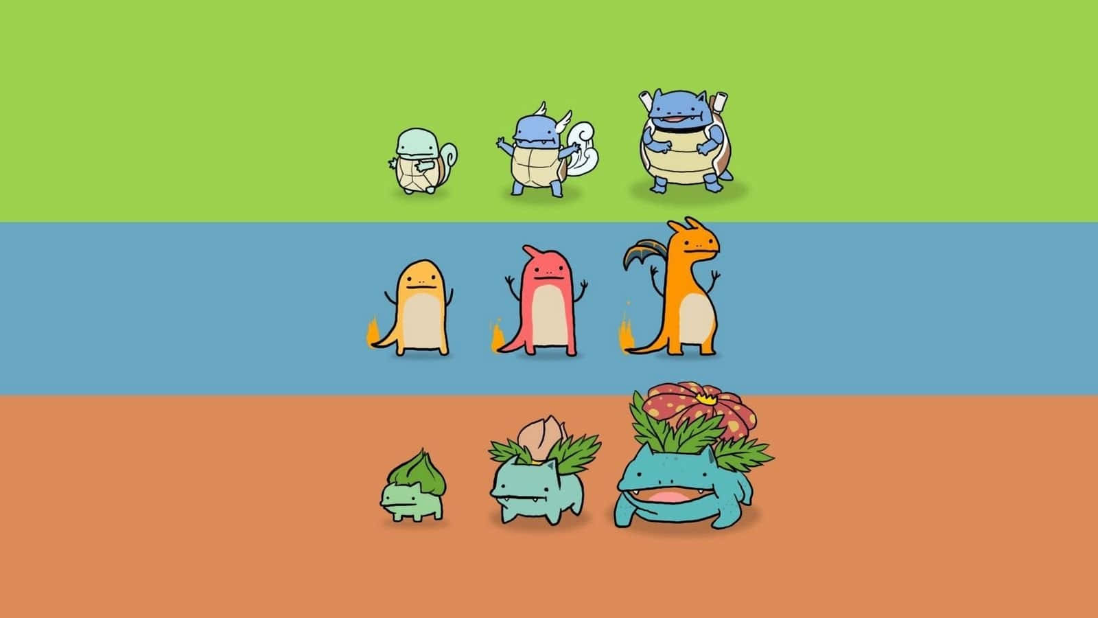 A Tribute To Classic Pokemon Characters In Minimalist Style