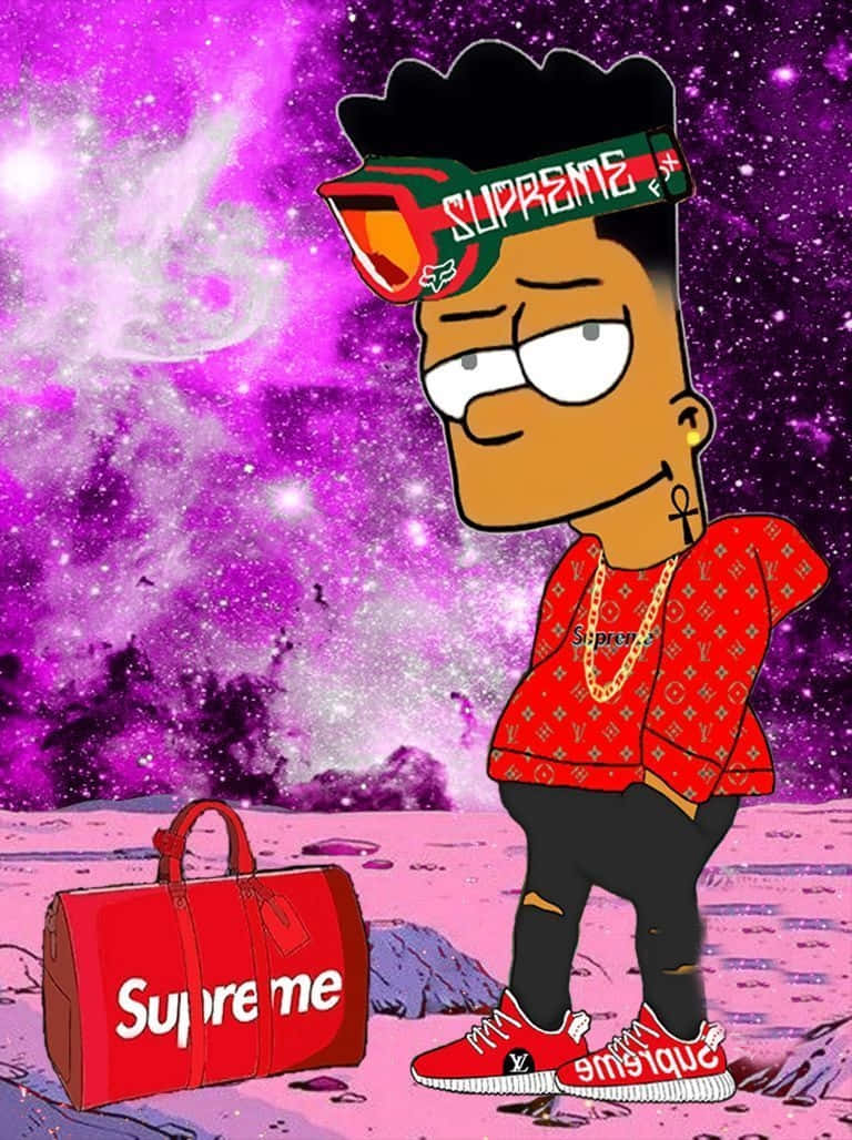 A Trippy Bart Simpson Embracing His Wild Side Background