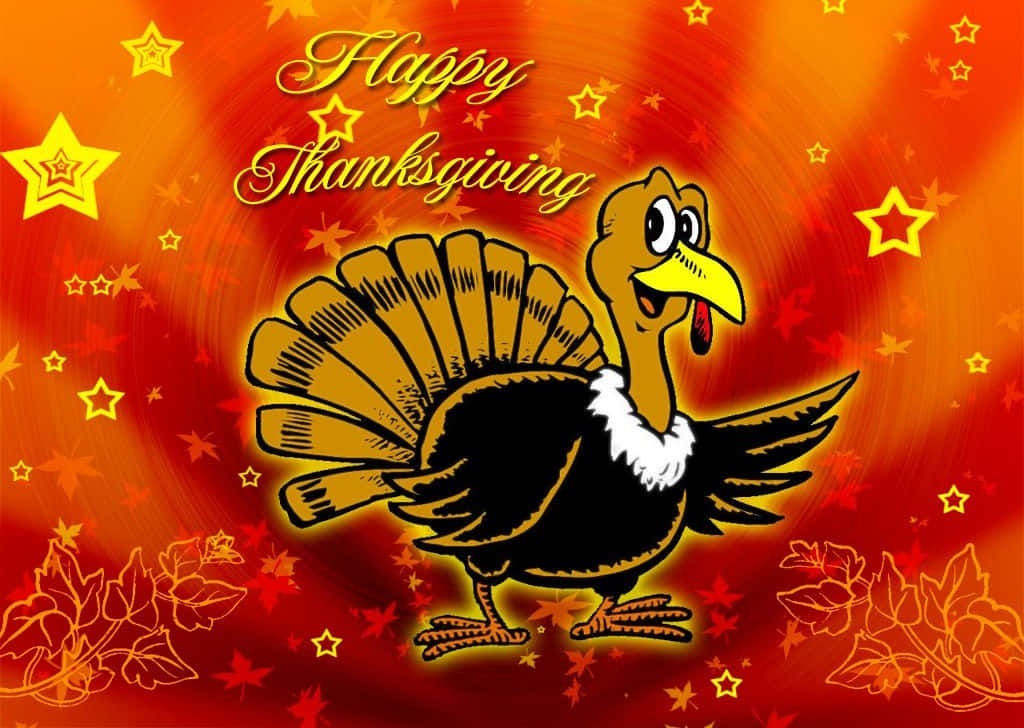 A Turkey With The Words Happy Thanksgiving Background