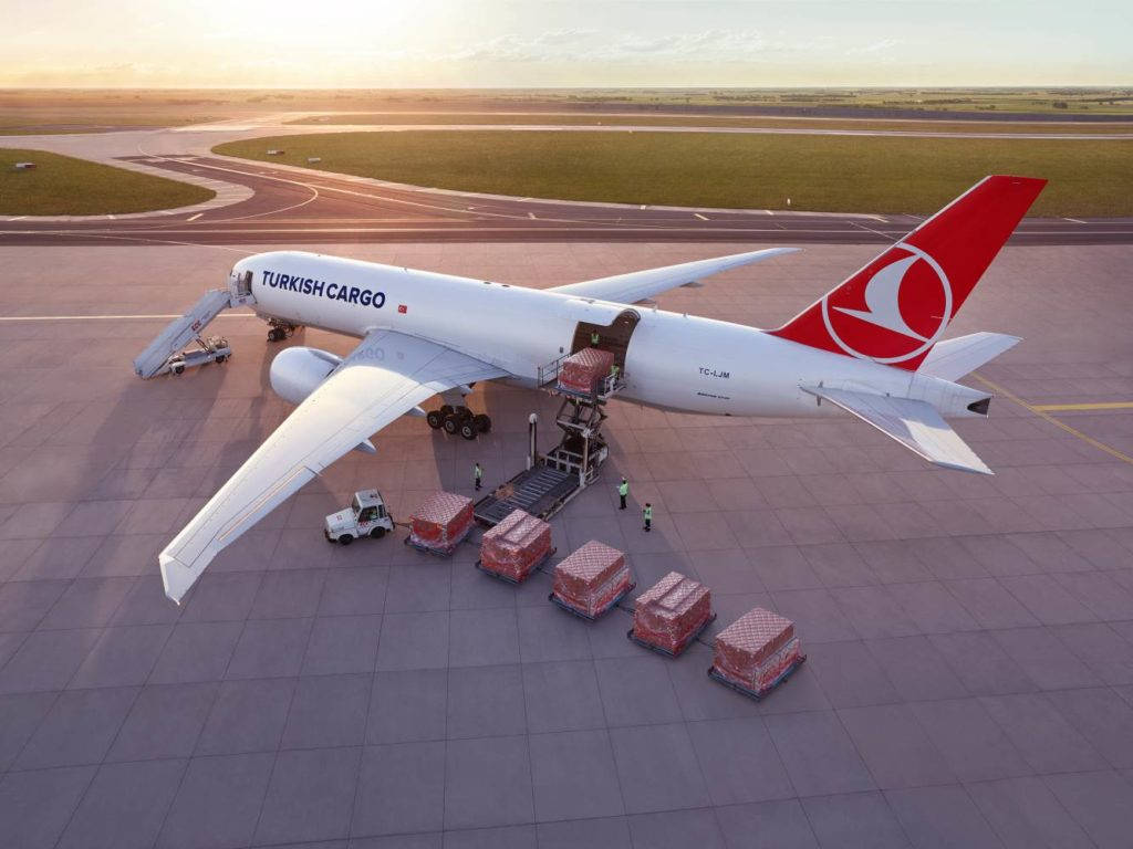 A Turkish Airlines Cargo Plane Prepped For Takeoff