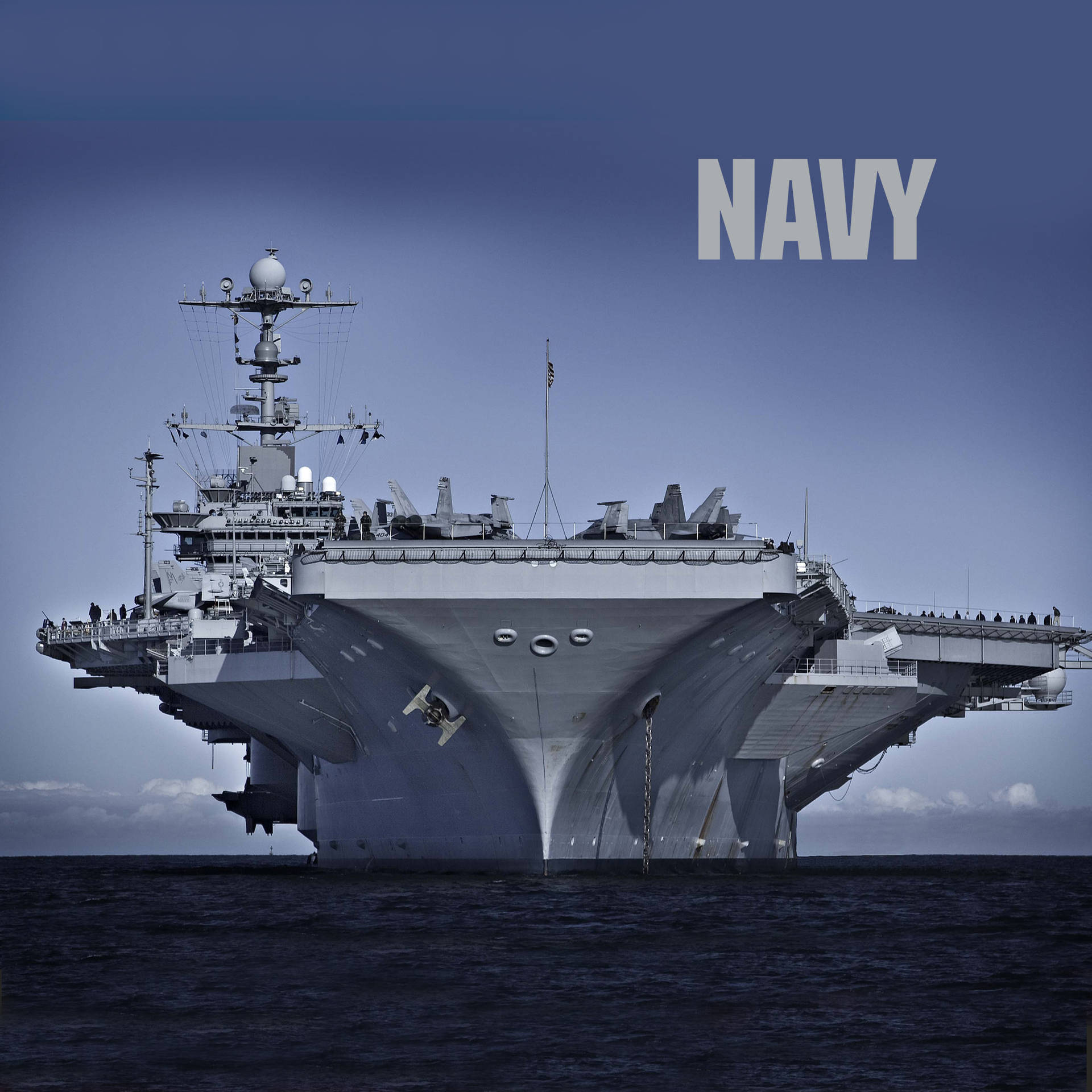 A U S Navy Aircraft Carrier Sailing Forward