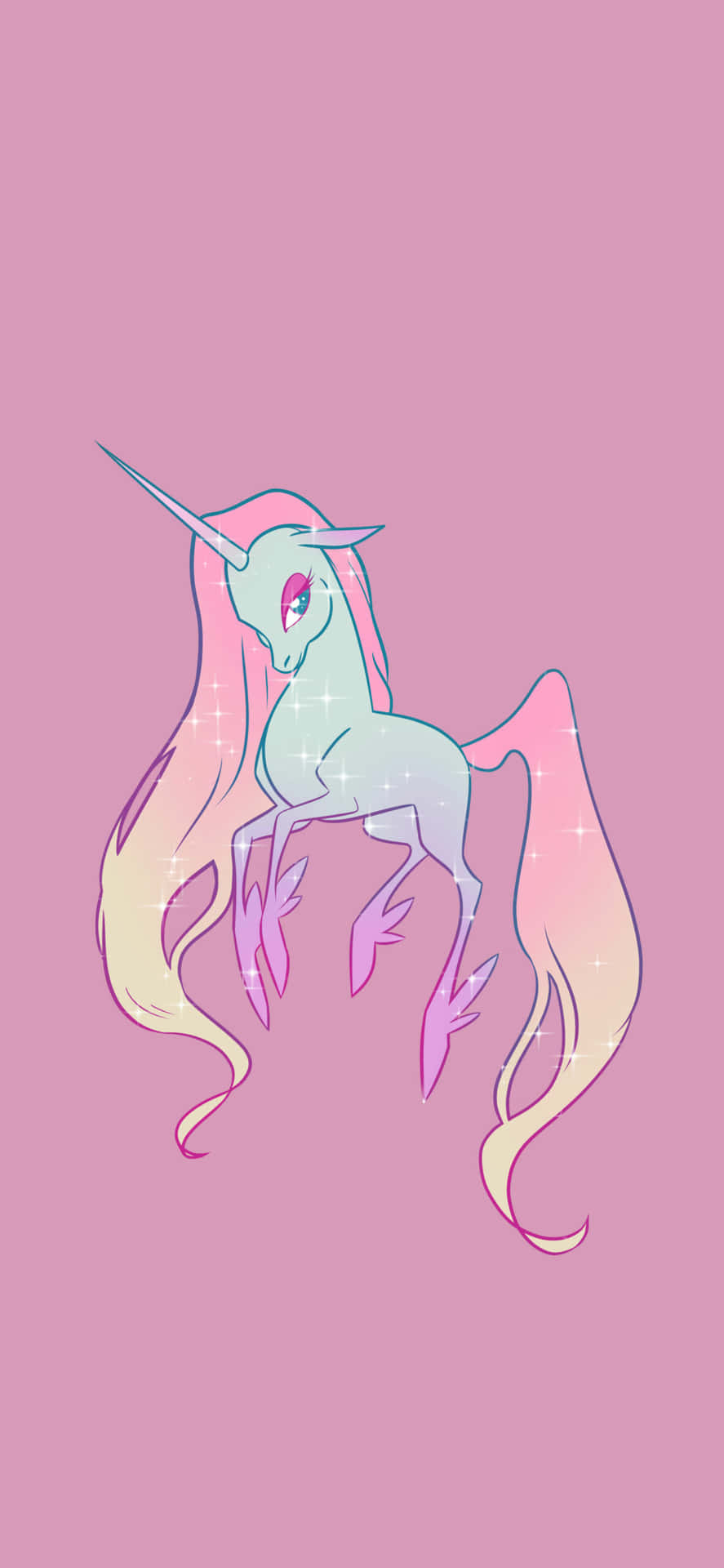 A Unicorn With Long Hair And Pink Hair Background