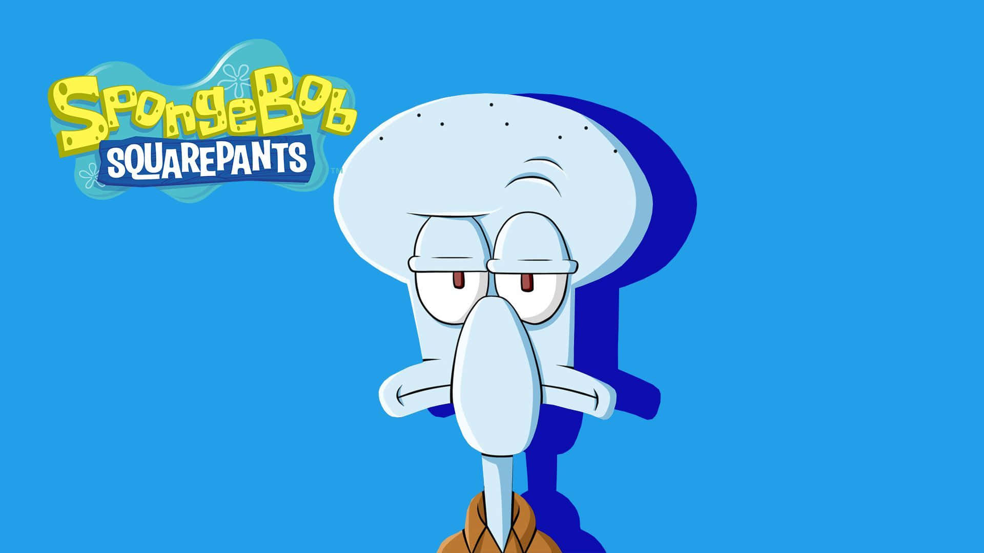 A Unique Minimalist Poster Of Squidward Tentacles From Spongebob Squarepants Background