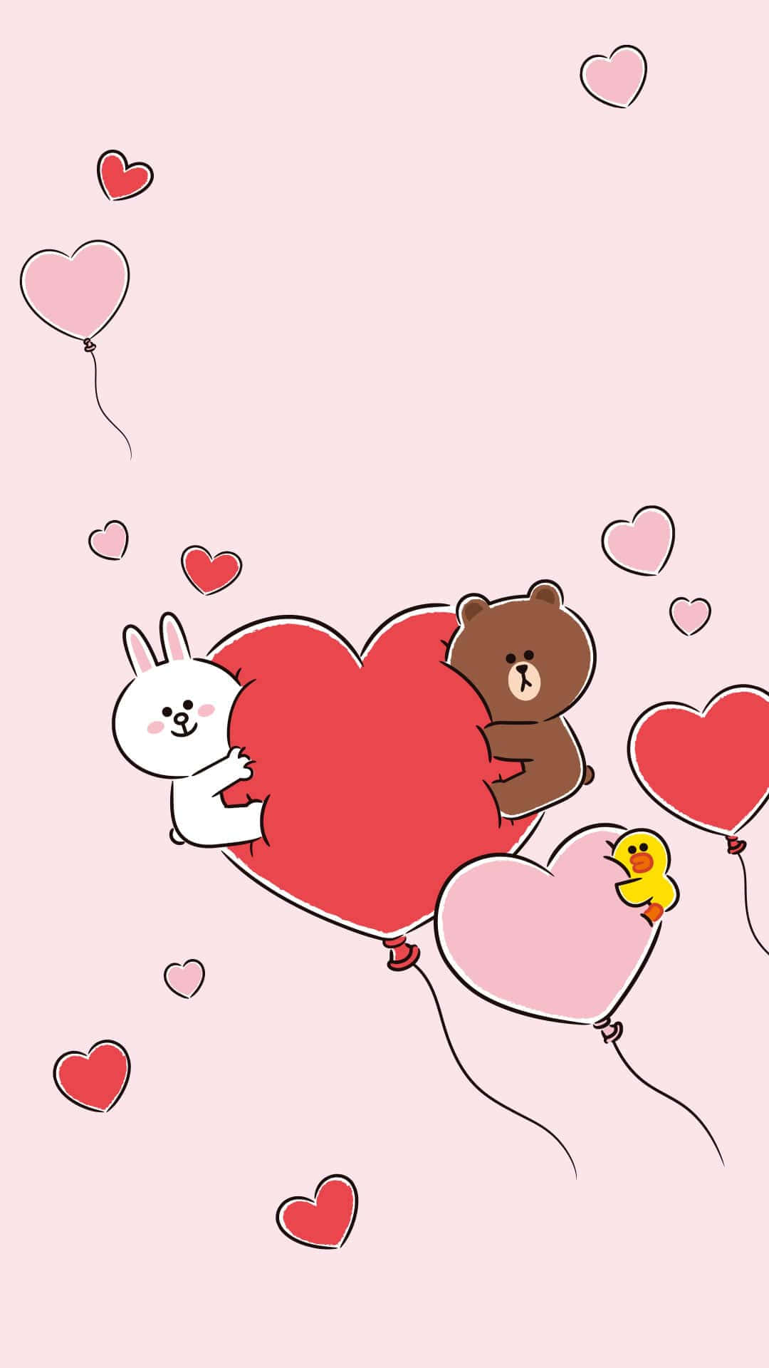 A Valentine's Day Wallpaper With A Bear And A Duck