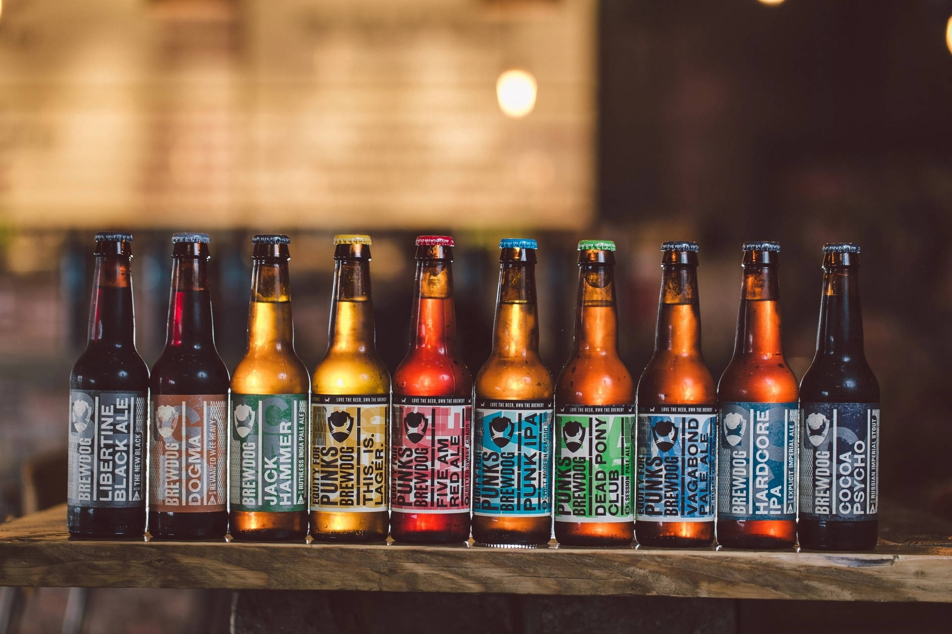 A Variety Of Brewdog Craft Beer Bottles Background