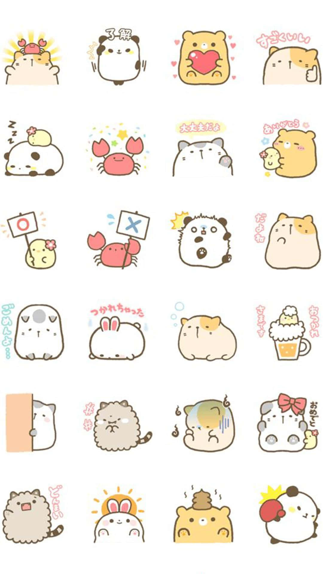 A Variety Of Cute Kawaii Stickers With Different Faces Background