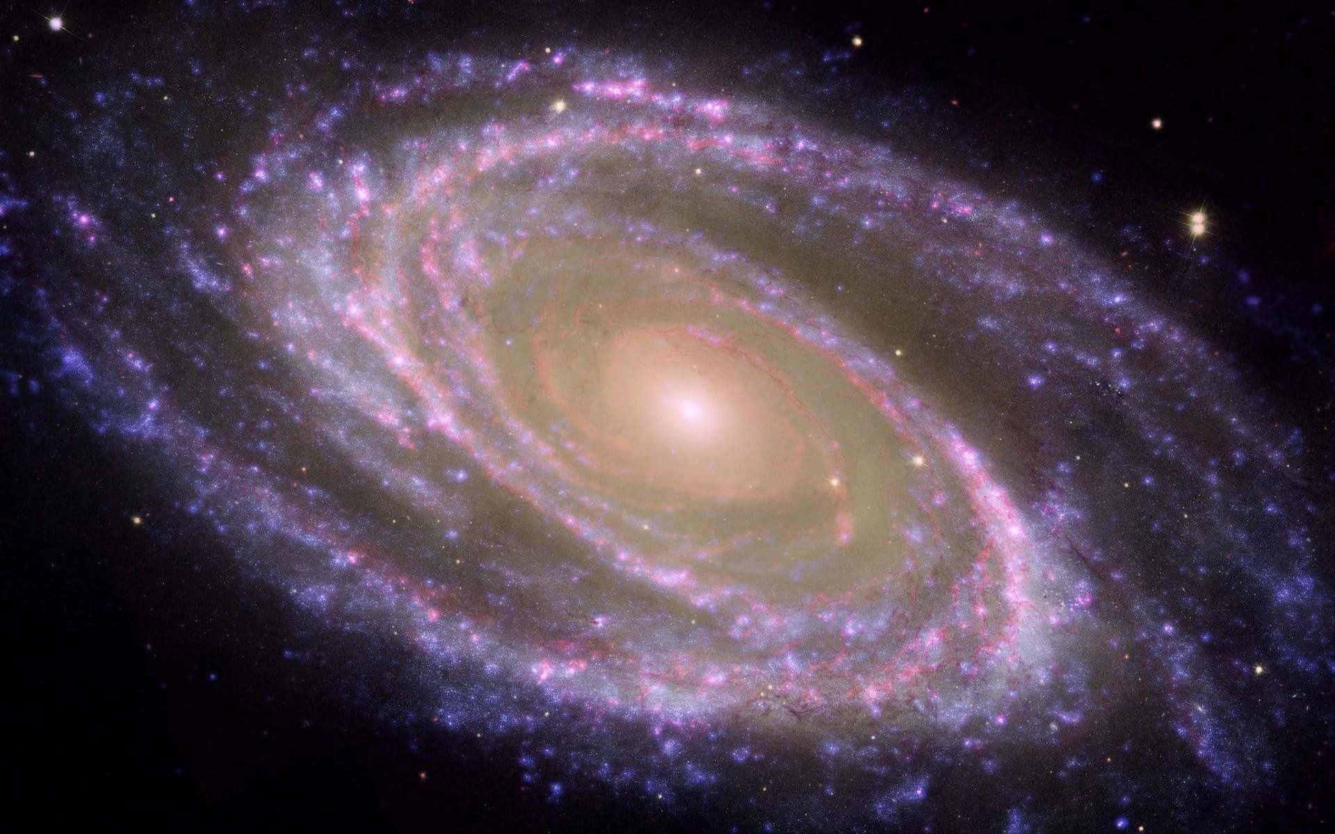 A Vast Pink Sky Filled With Stars And A Spectacular View Of Far Away Galaxies Background