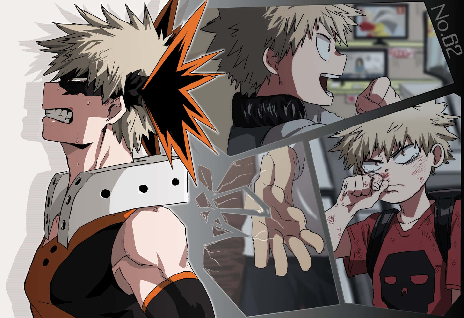 A Vibrant Aesthetic Desktop Featuring Katsuki Bakugou Background