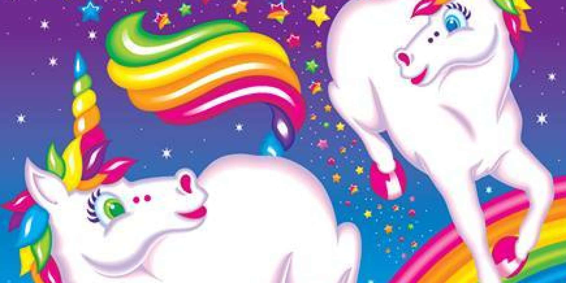 A Vibrant And Colorful Lisa Frank Unicorn Background