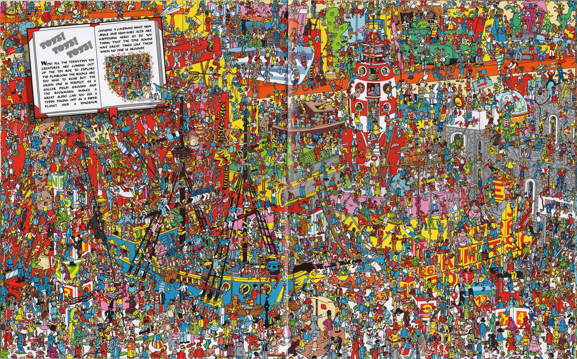 A Vibrant And Intriguing Scene From Where's Waldo With Miniature Toy Creatures, Triggering A Captivating Search Adventure. Background