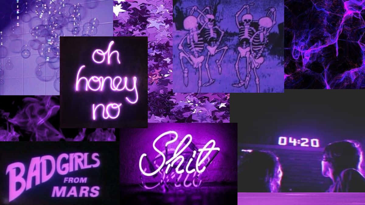 A Vibrant And Stylish Purple Neon Aesthetic Computer Background