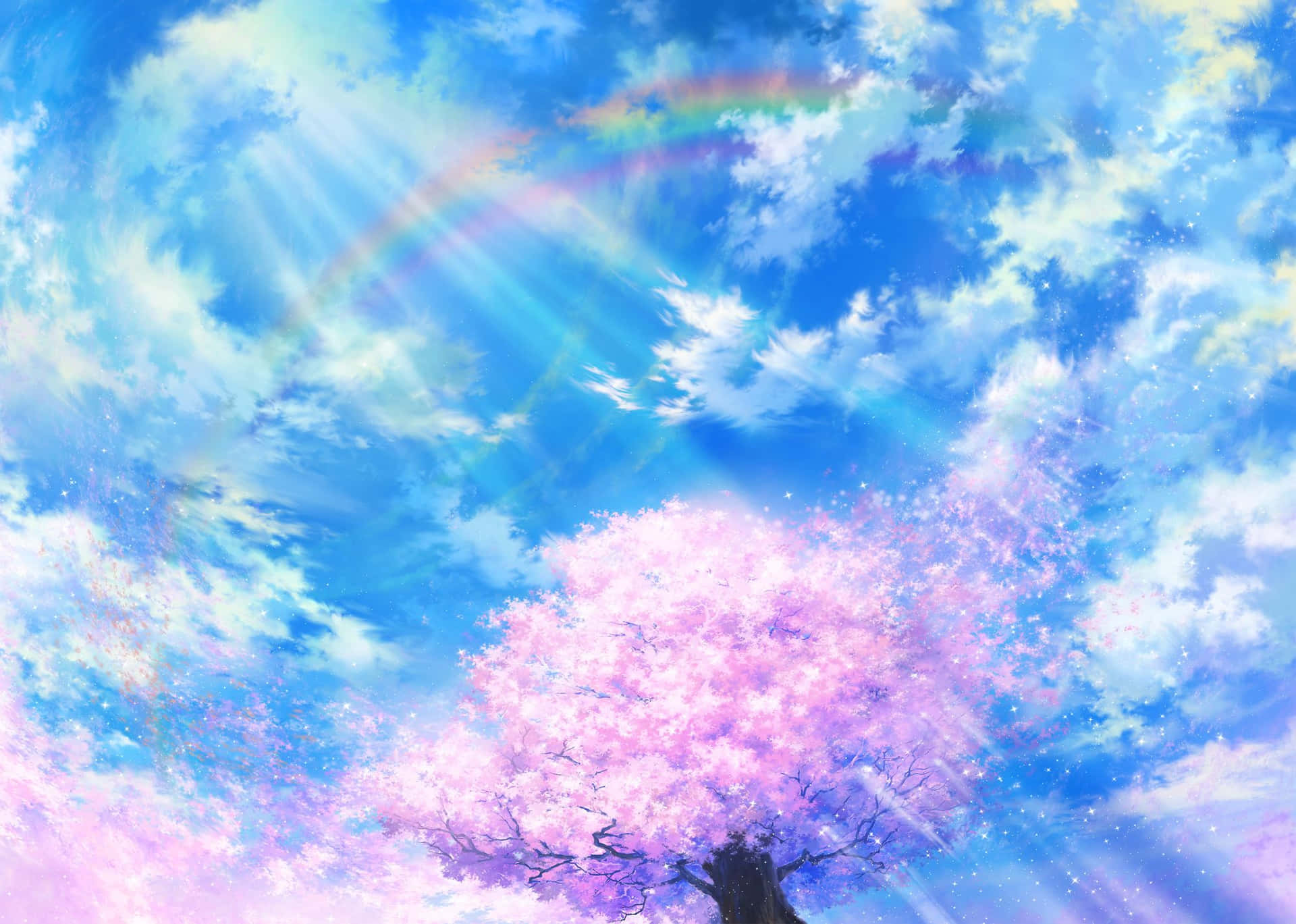 A Vibrant Anime Sky Sunset With Pinks And Purples Background
