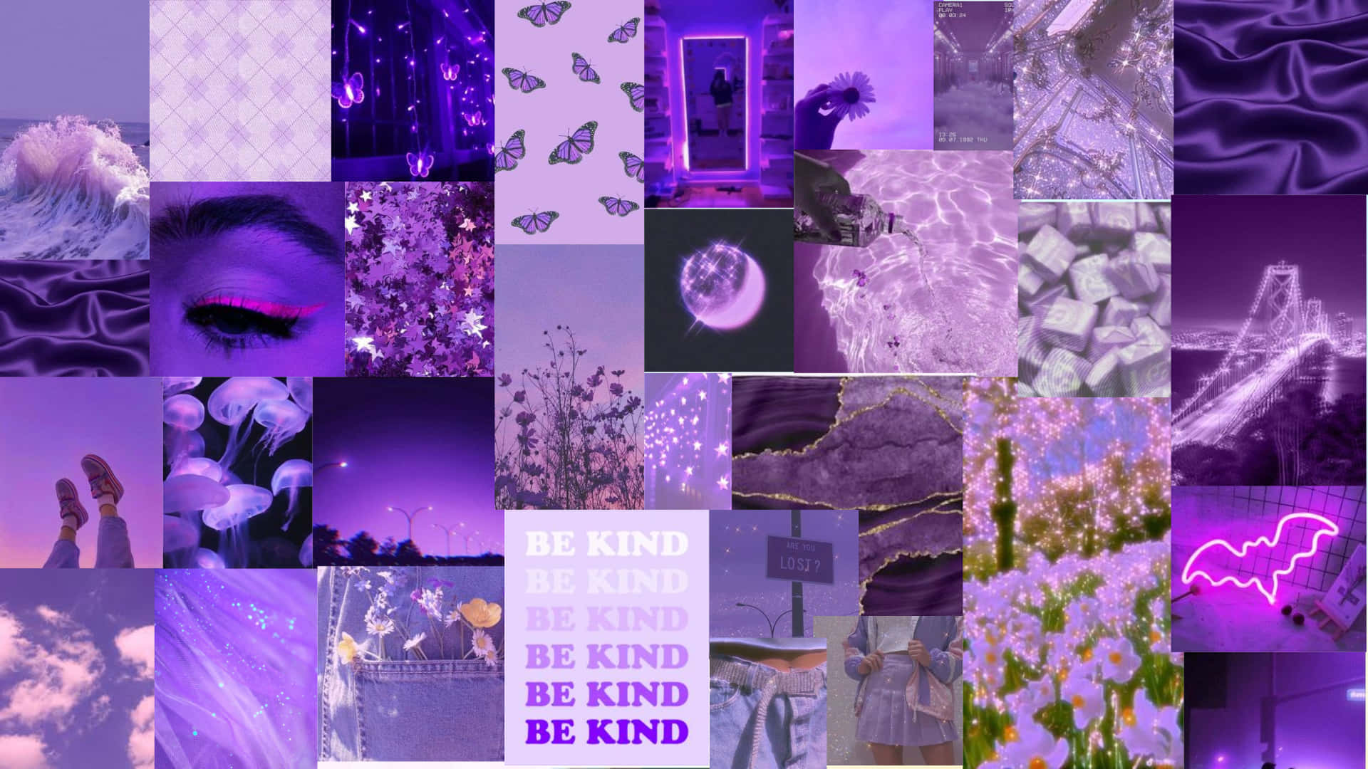 A Vibrant Array Of Colors In A Purple Aesthetic Collage Background