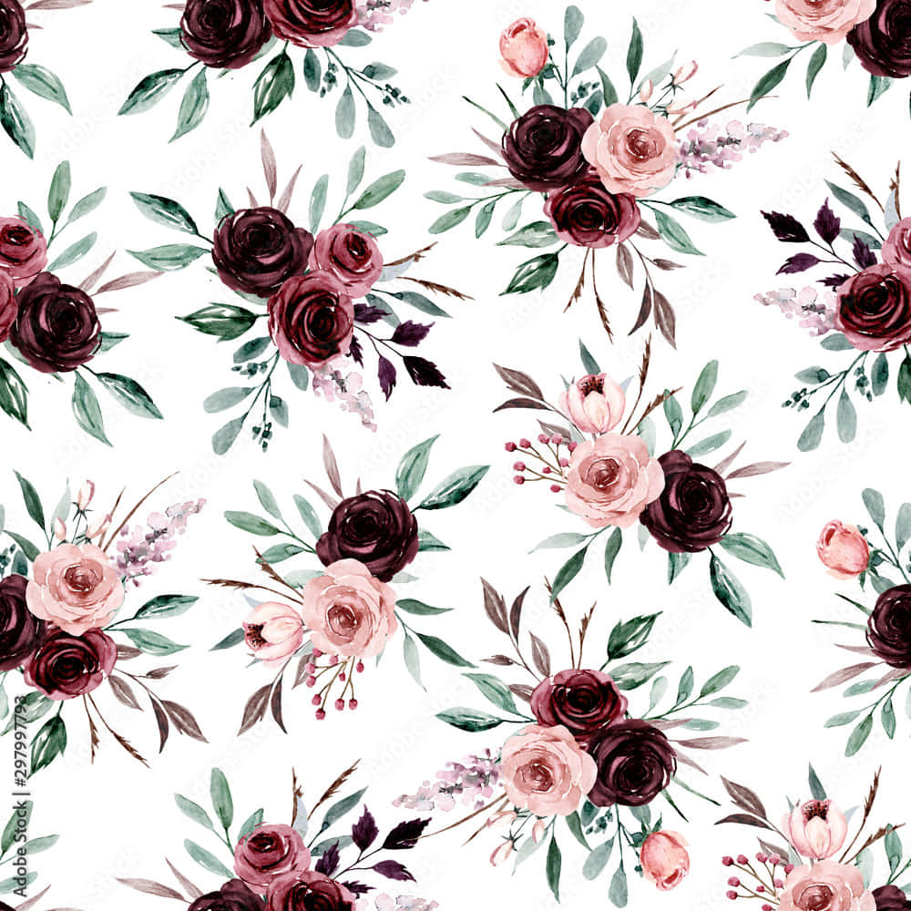 A Vibrant Burgundy Flower Stands Out In A Sea Of Green. Background