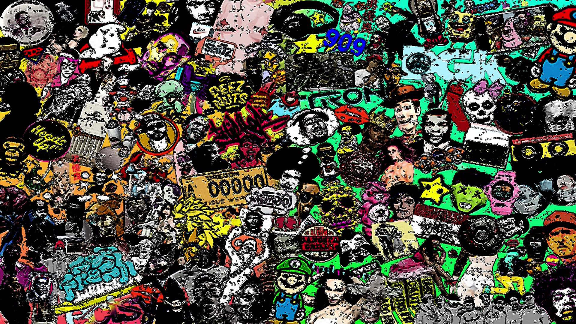 A Vibrant Cartoon Collage Background