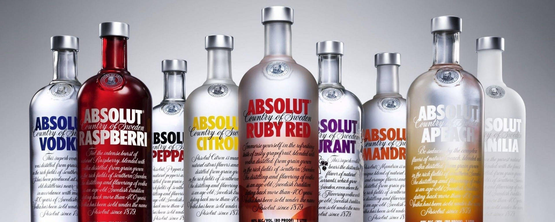 A Vibrant Collection Of Absolut Vodka Bottles Background