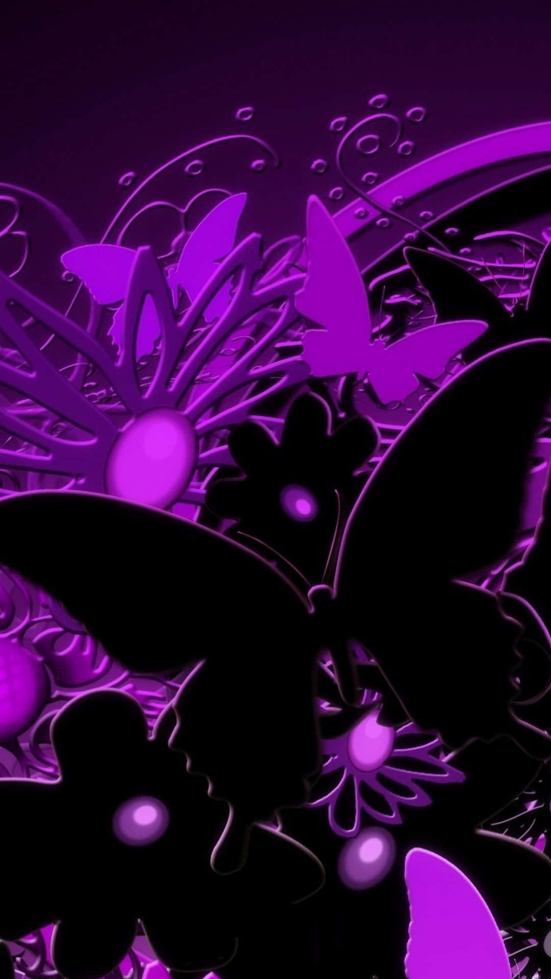 A Vibrant Detail Shot Of A Beautiful Purple Butterfly On An Iphone Background