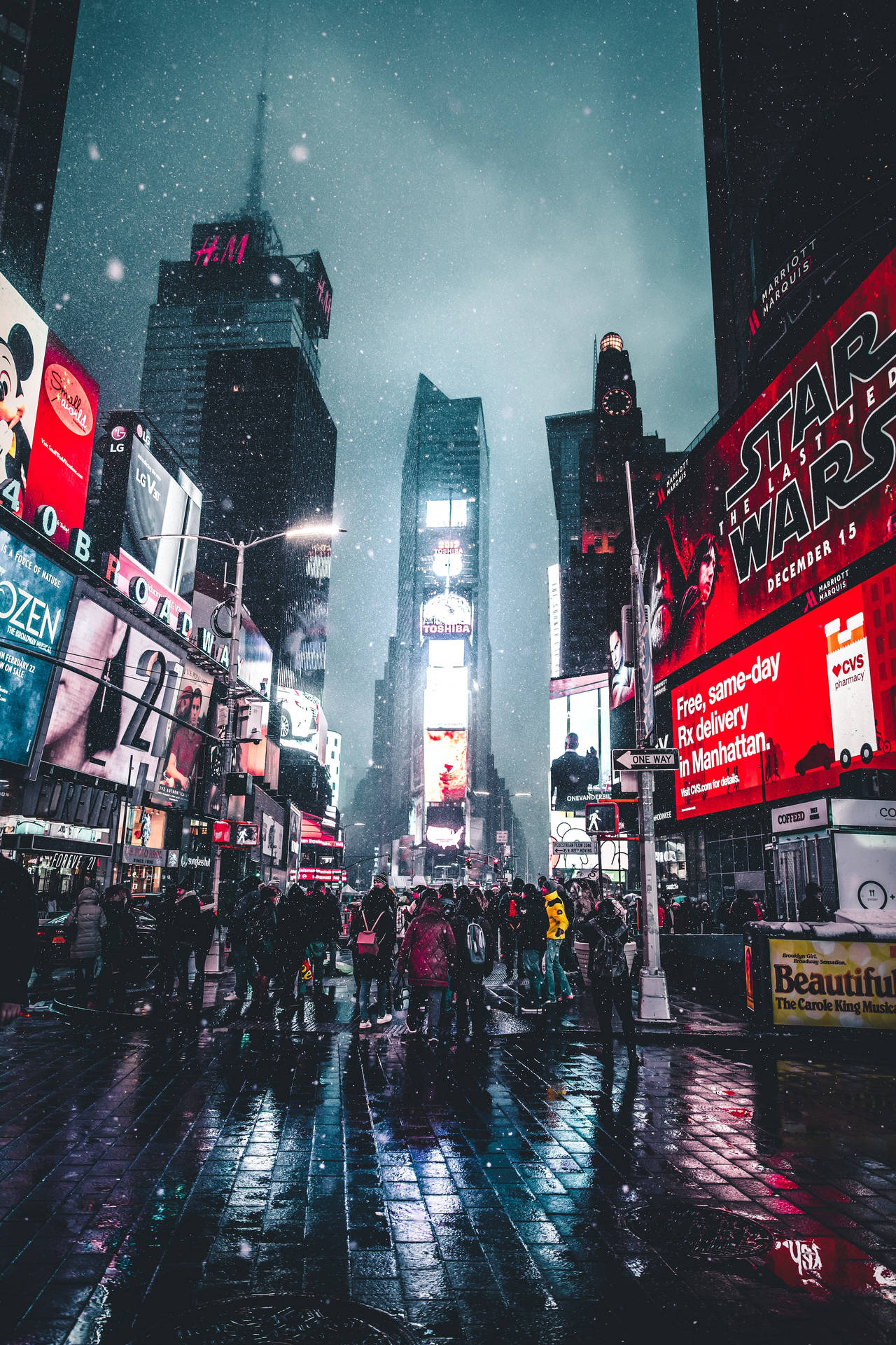 A Vibrant Display Of City Night In Time Square