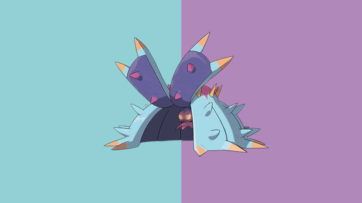 A Vibrant Display: The Rare Blue And Purple Toxapex In Its Natural Environment Background