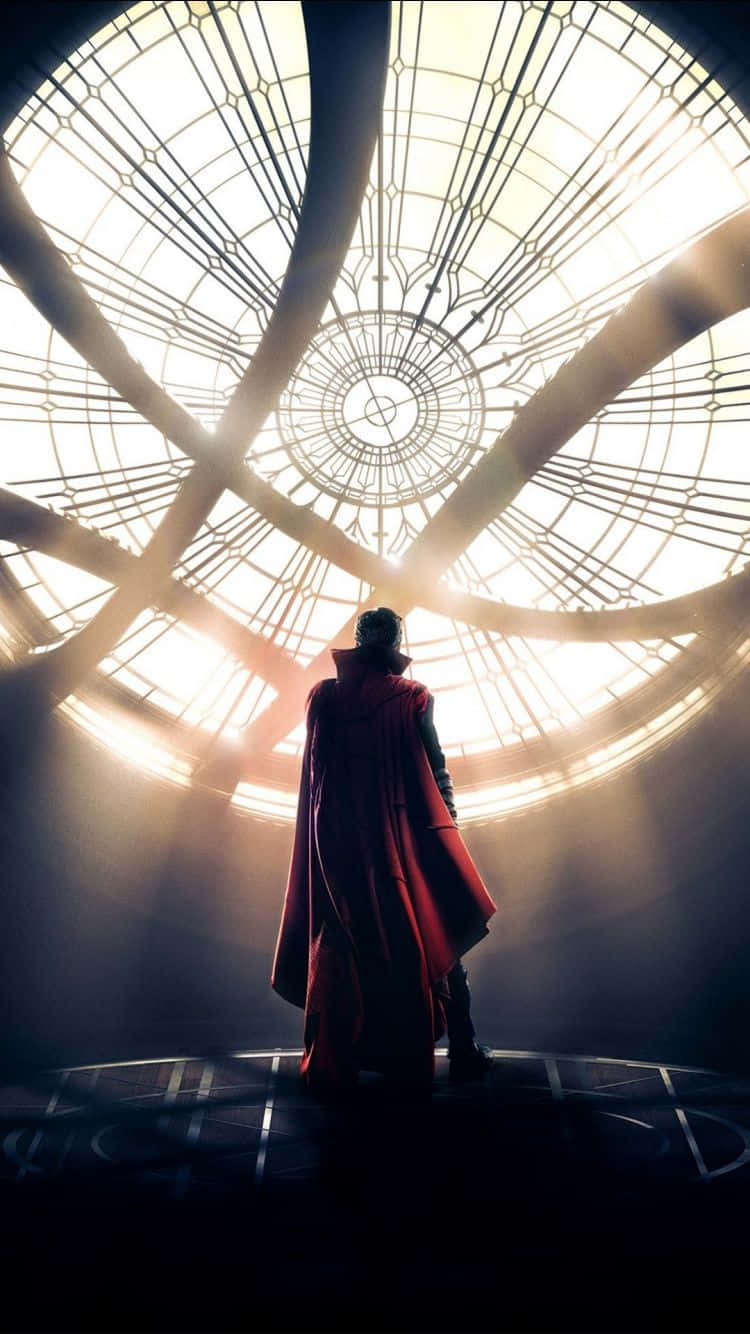 A Vibrant Graphic Of Doctor Strange Illuminated Against A Black Background Background