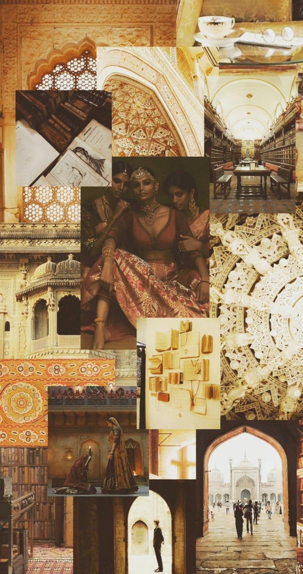 A Vibrant Indian Aesthetic Collage In Yellow Background