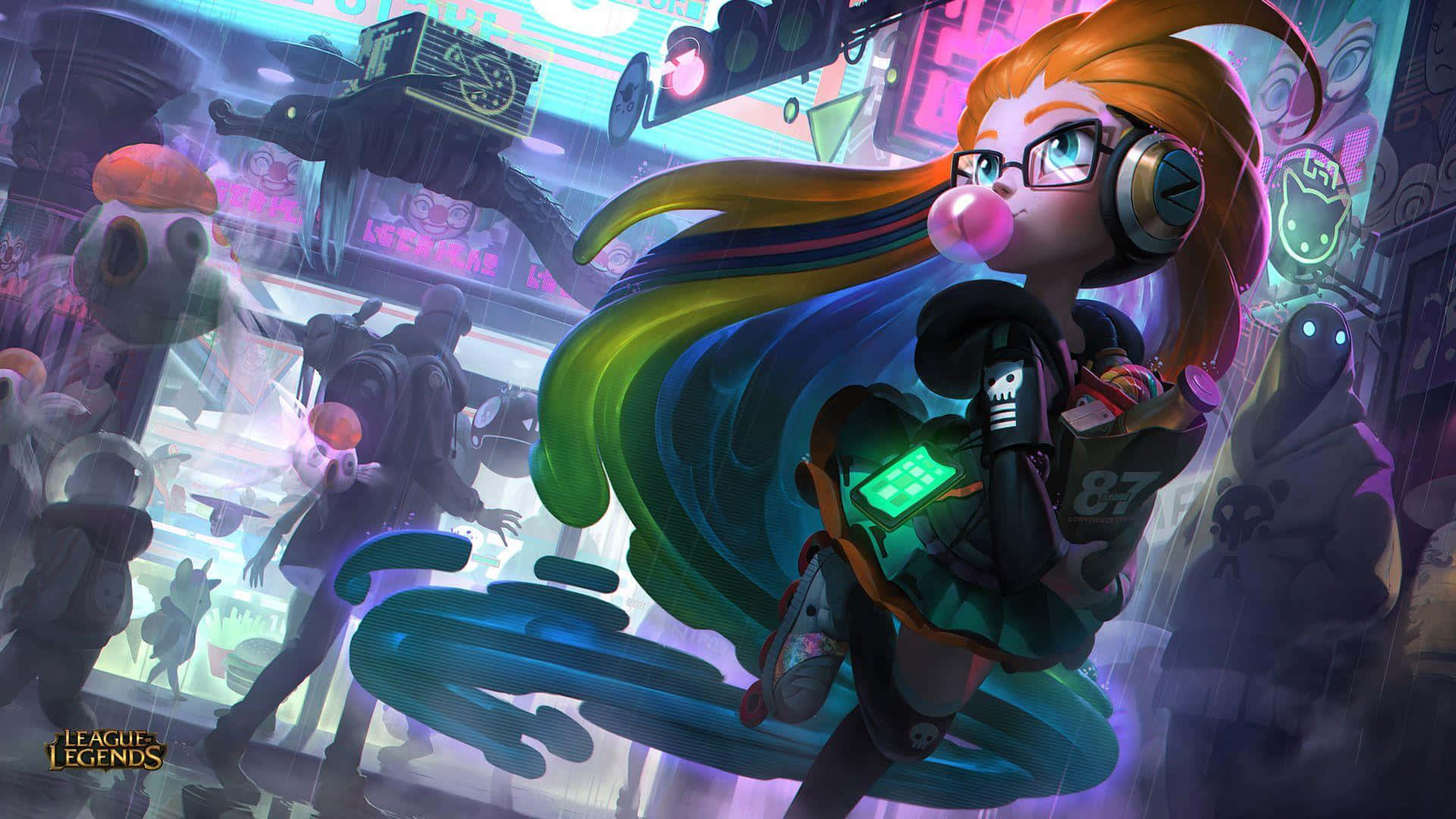 A Vibrant League Of Legends Battle Unfolding In Technicolor. Background