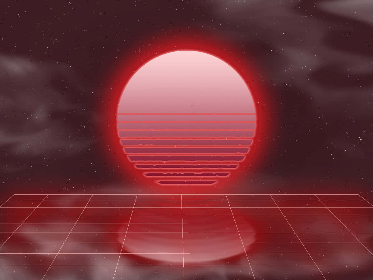 A Vibrant Painting Of A Woman In A Bold Landscape Of Red And Blue. Background