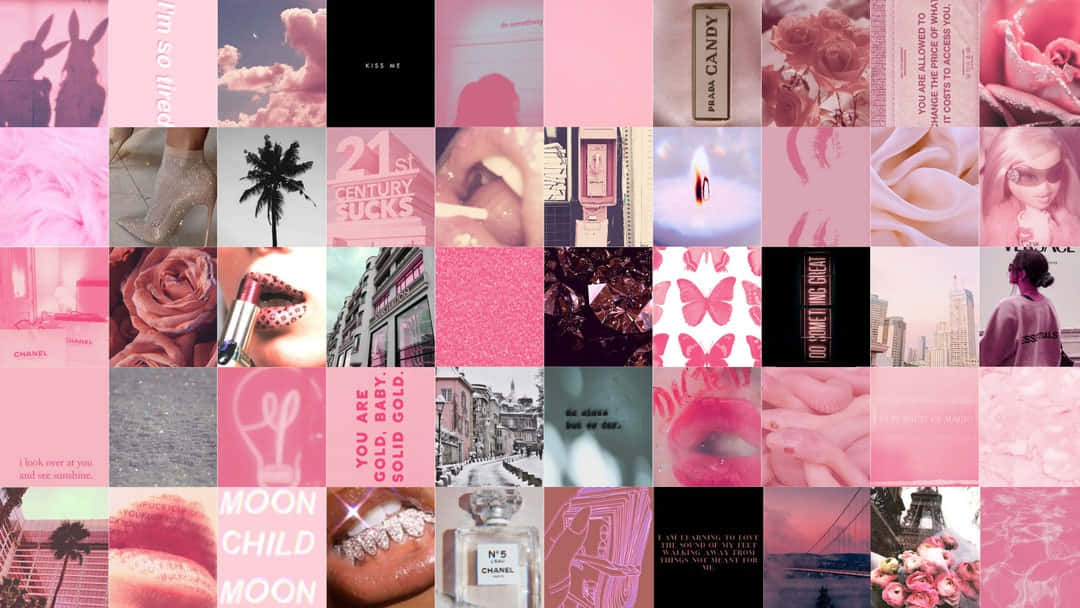A Vibrant Pink Desktop Wallpaper Filled With Stark Photos And Images. Background