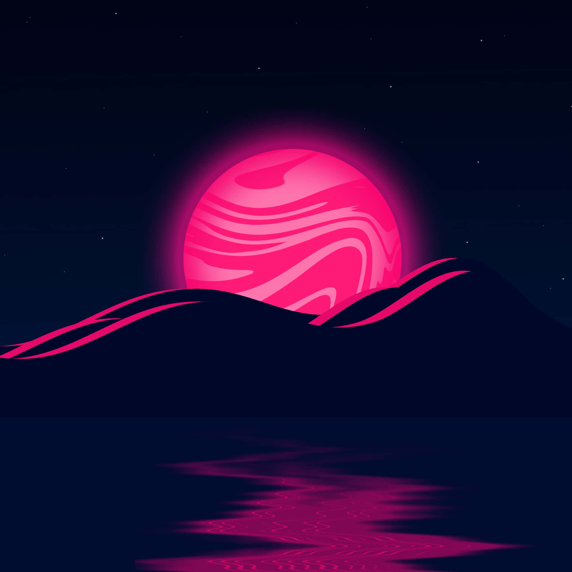 A Vibrant Pink Supermoon Lights Up The Night Sky Background