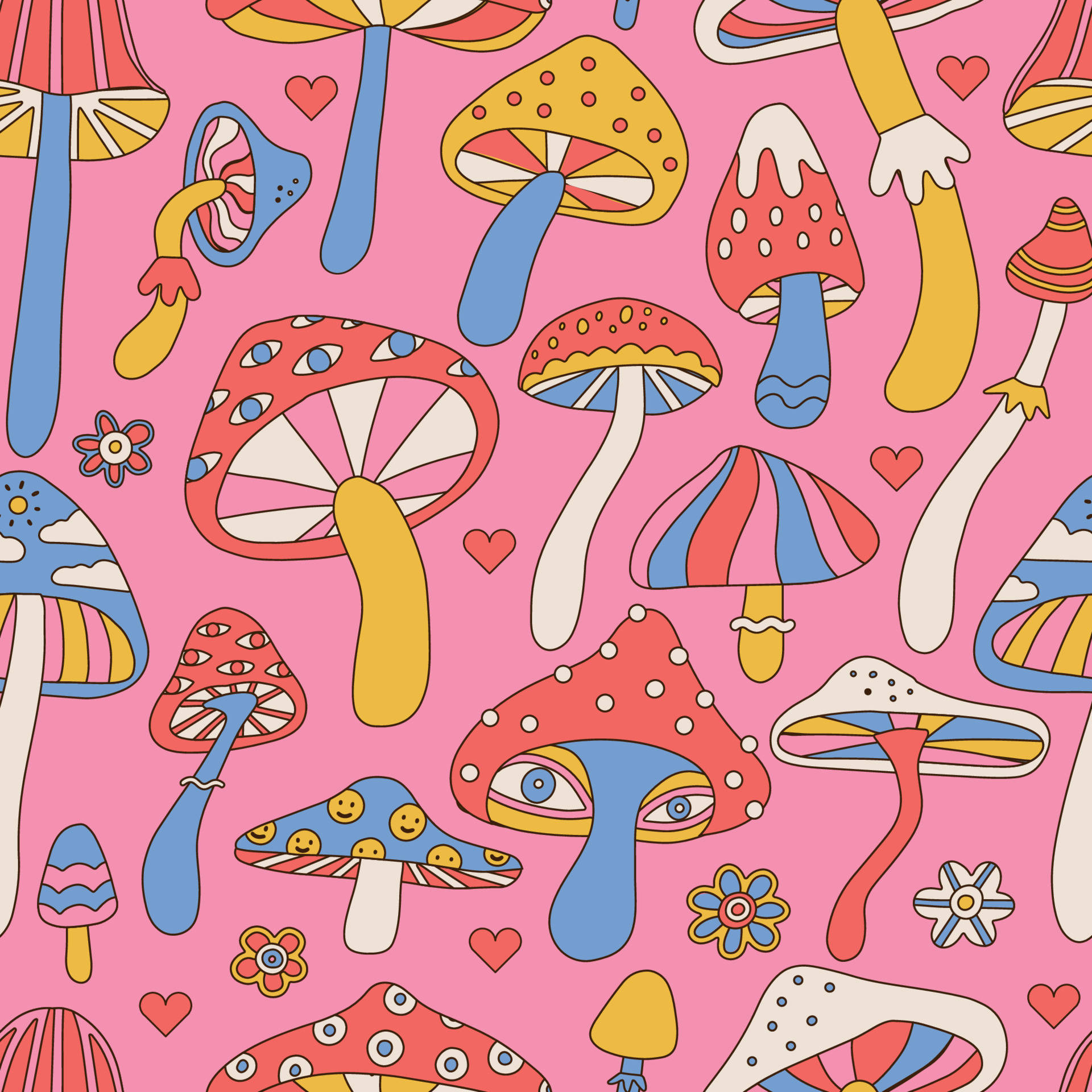 A Vibrant Psychedelic Mushroom In An Alluring Multicolored Environment Background