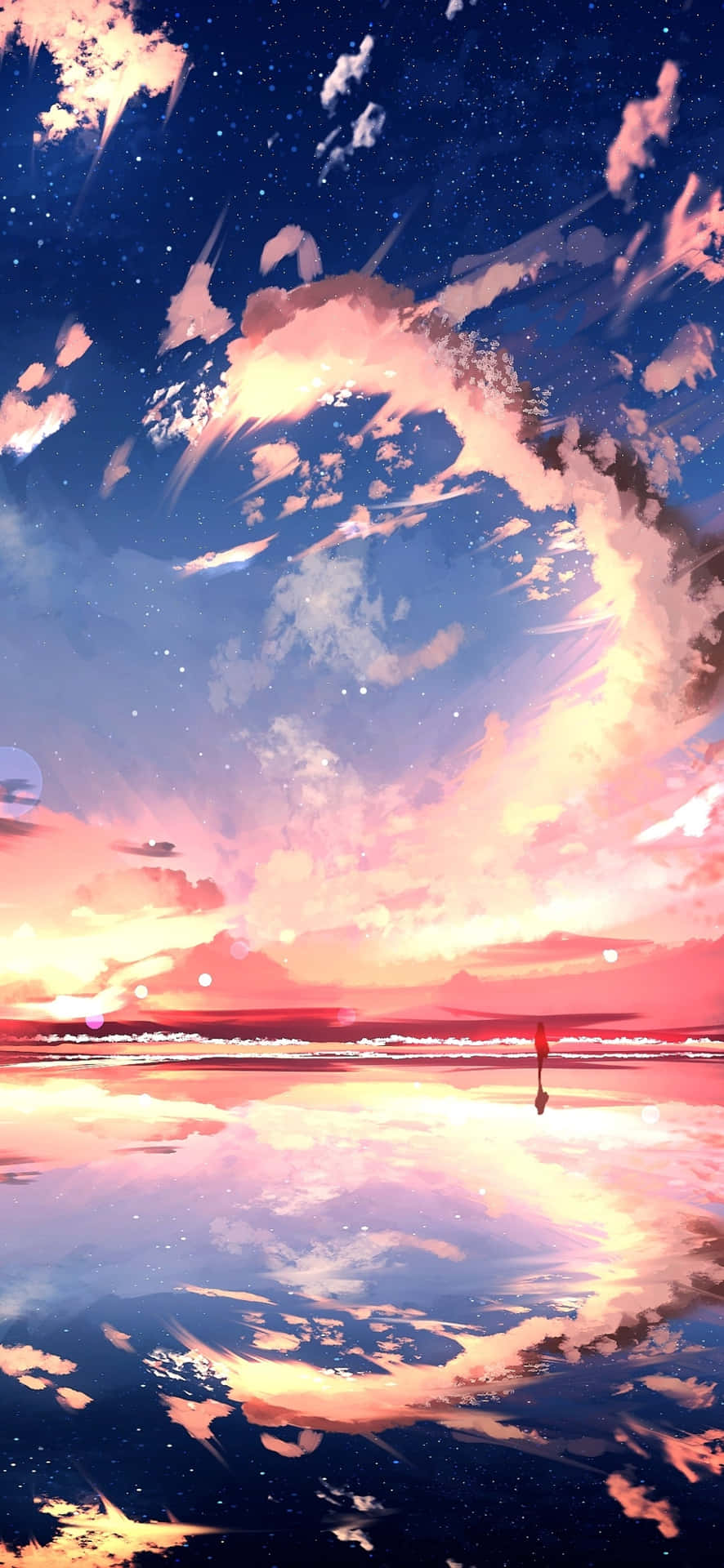 A Vibrant Sunset Over A Cityscape Captured On Iphone Background