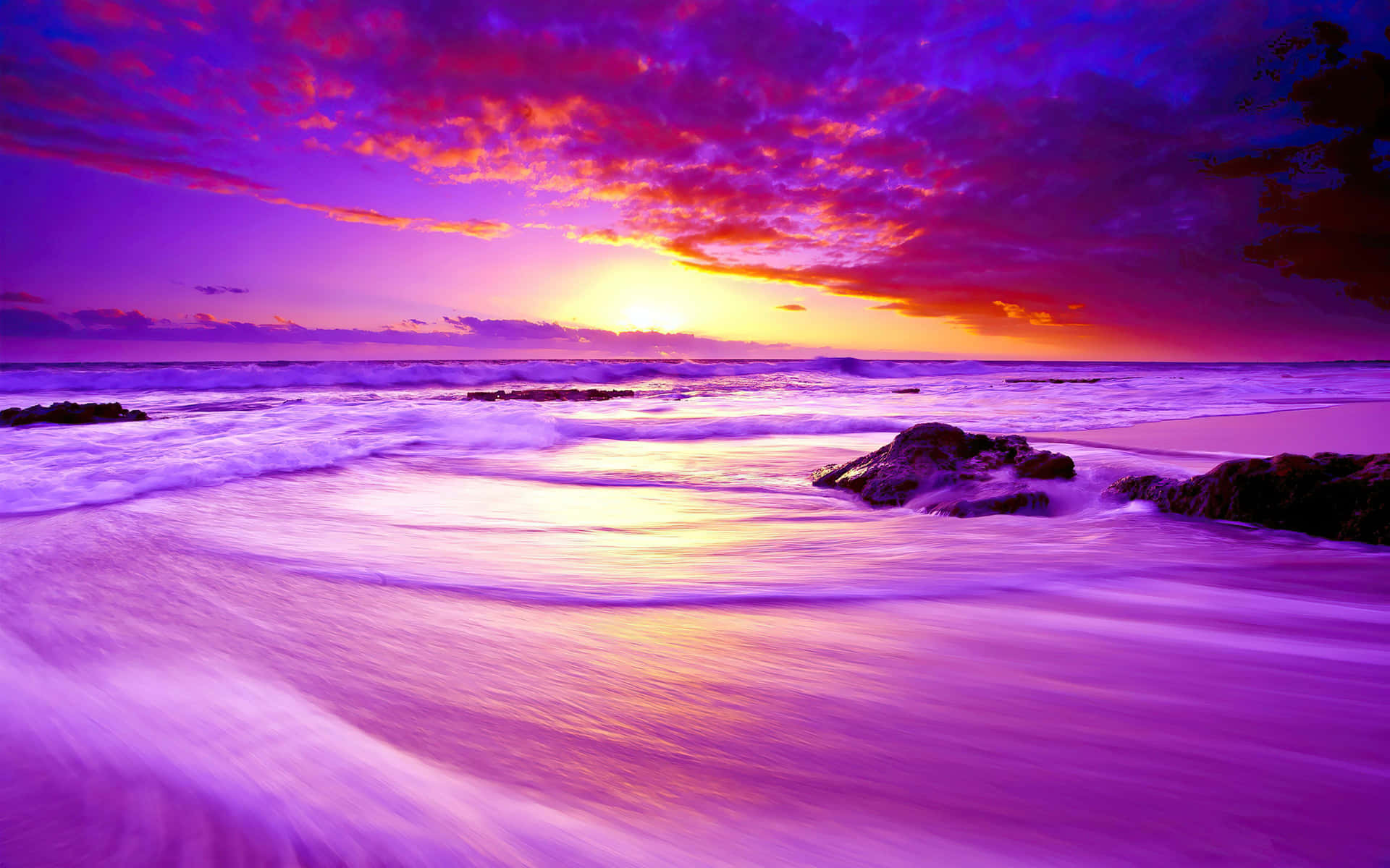 A Vibrant Sunset With A Mix Of Blue And Purple Hues Painting The Sky. Background