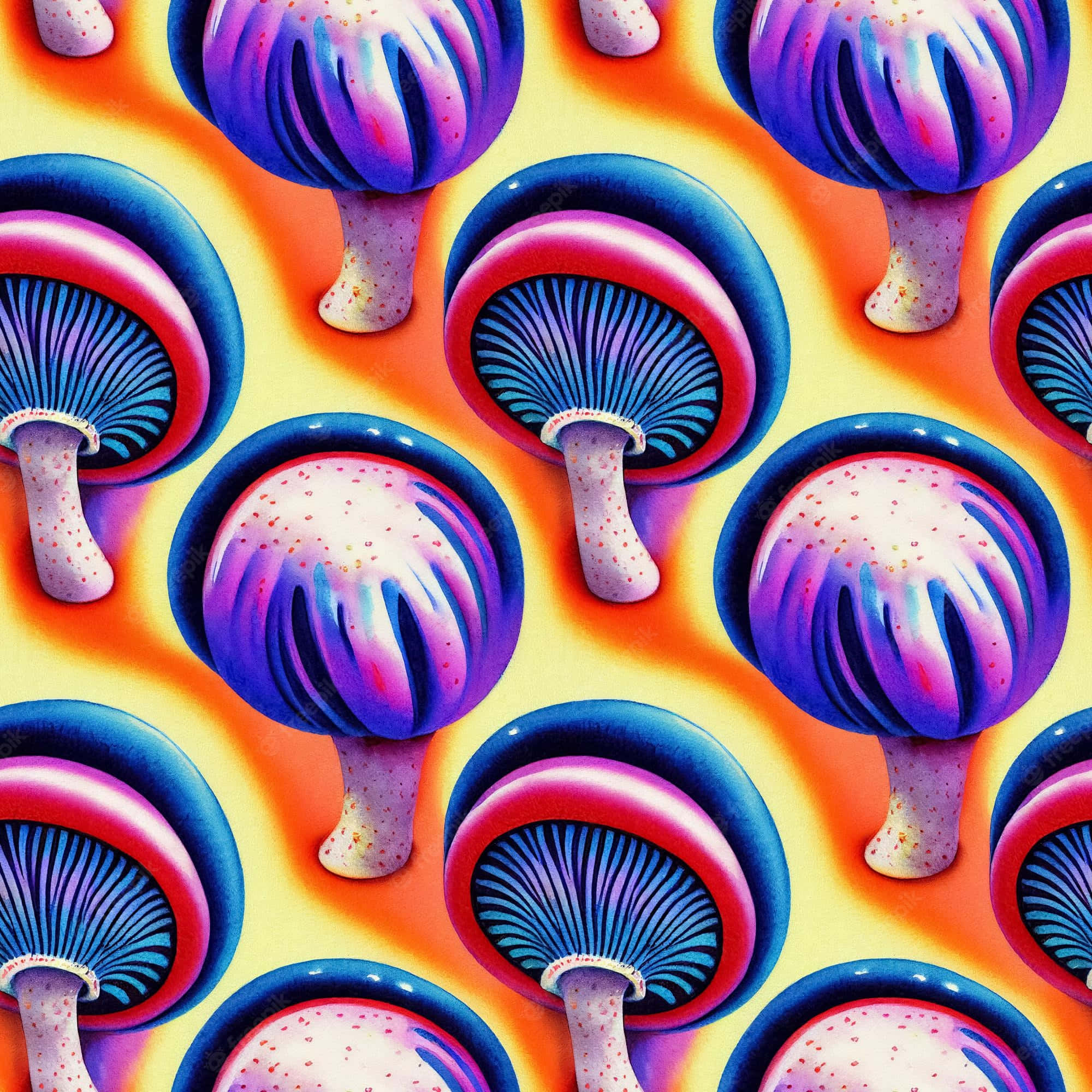 A Vibrantly-colored Mushroom With Psychedelic Hues Background