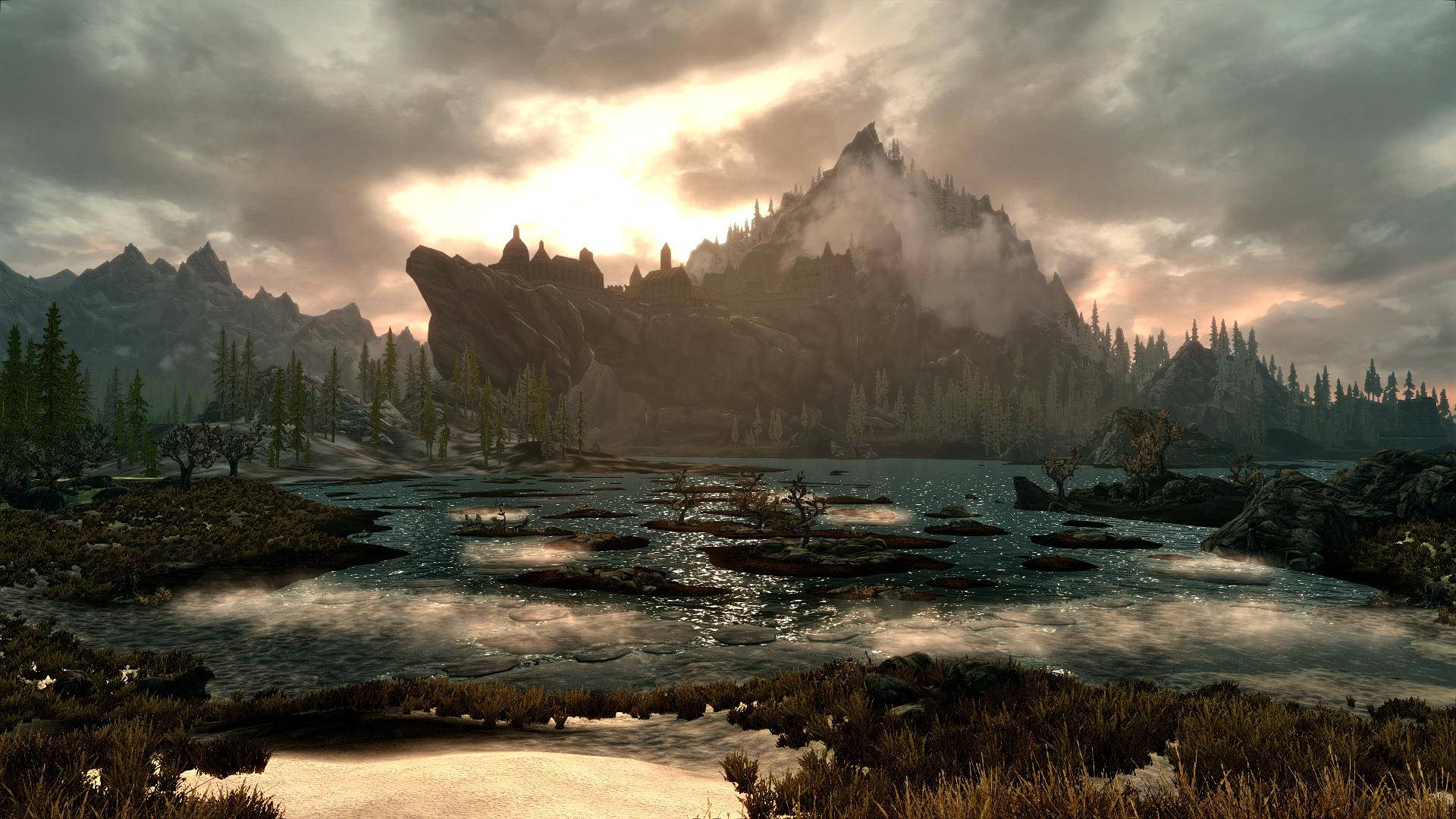 'a View From The Top Of The Brood Cavern In Skyrim' Background