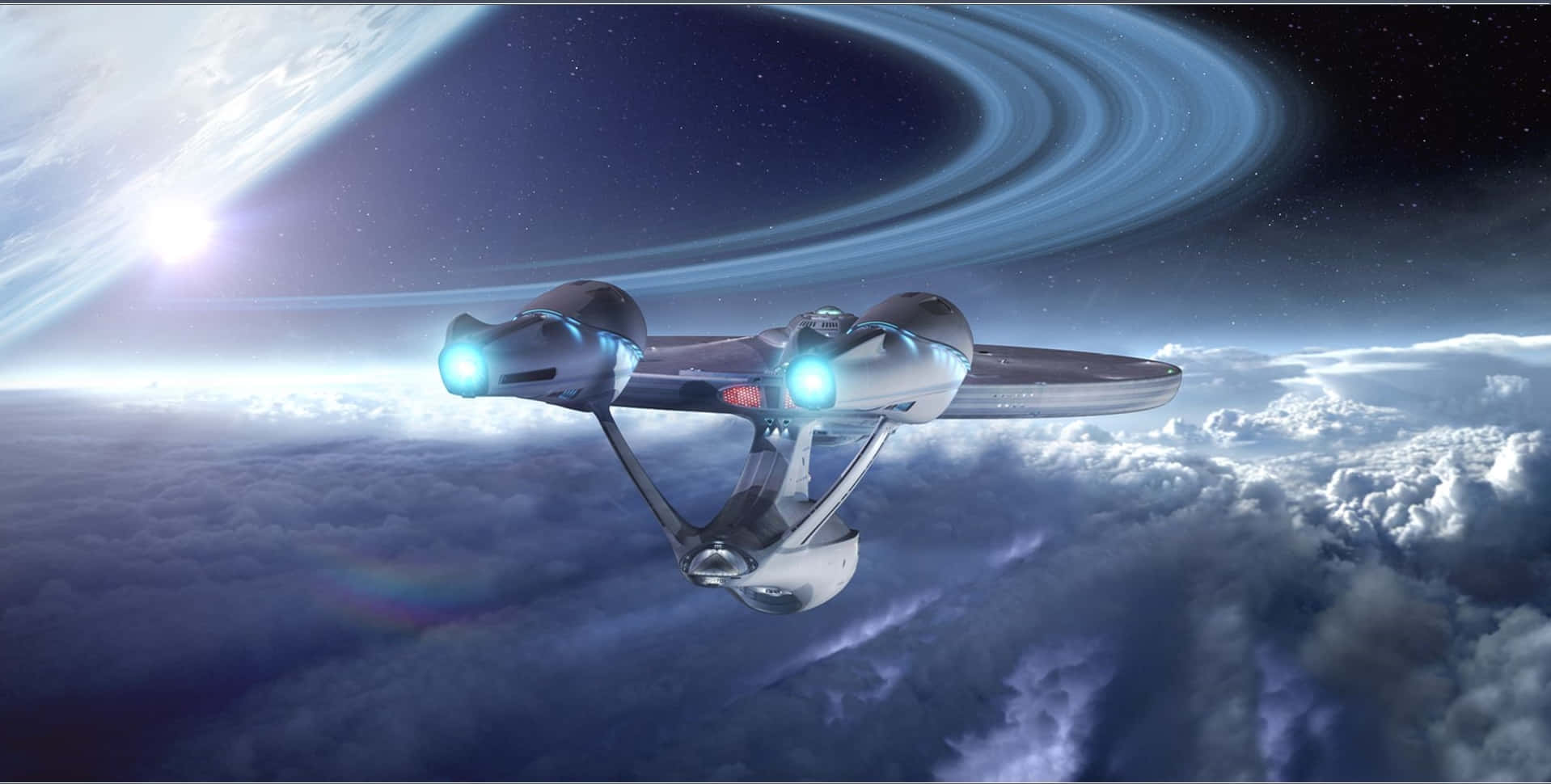 A View Inside The Command Bridge Of The Uss Enterprise Background