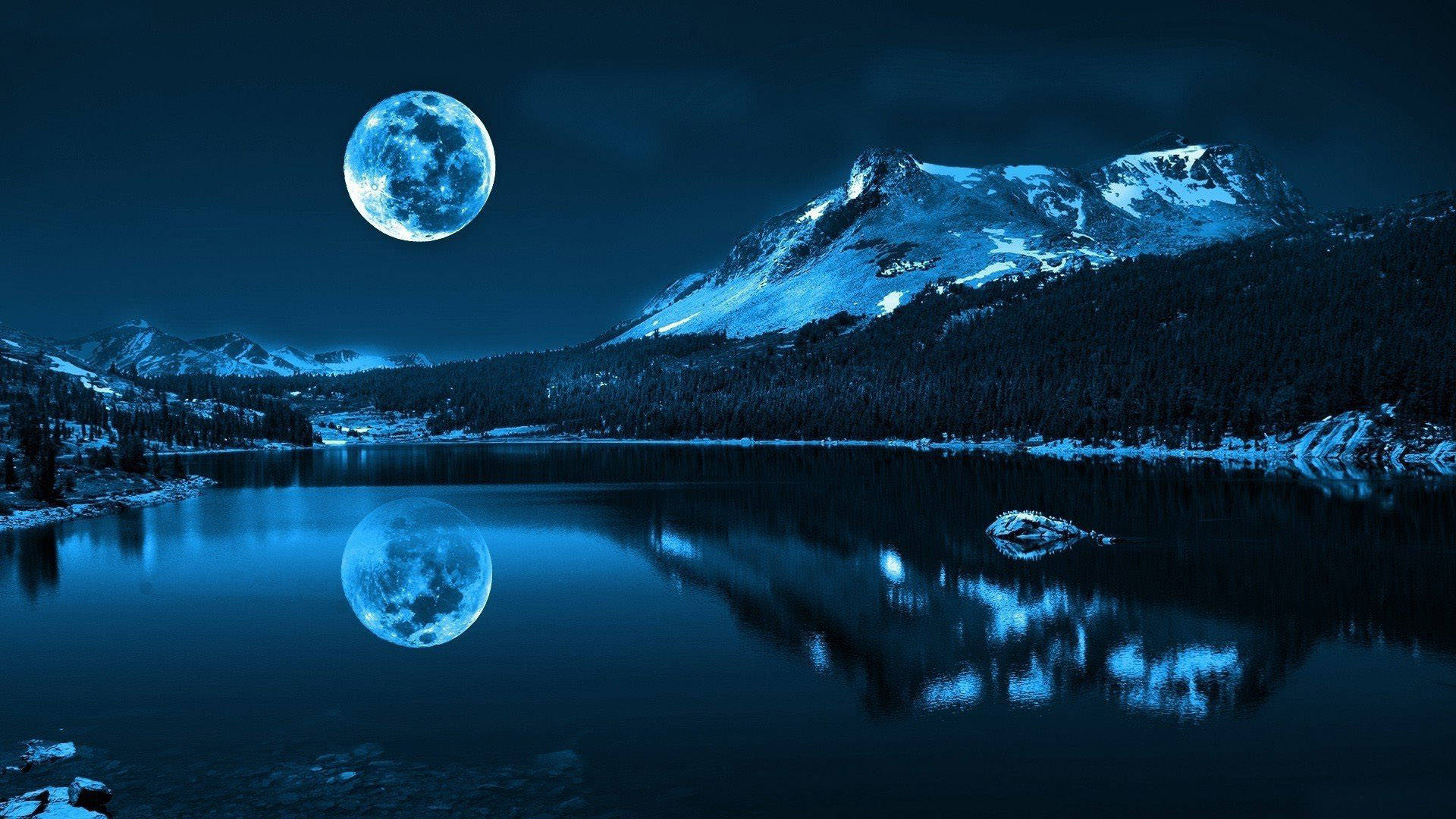 A View Of A Majestic Night Mountain Background