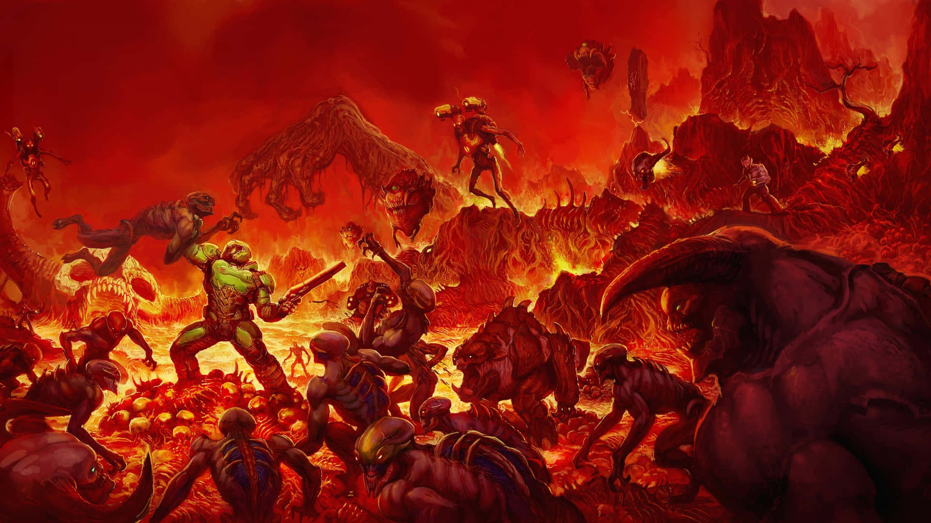 A View Of Doom Eternal's Intense 4k Battle Background