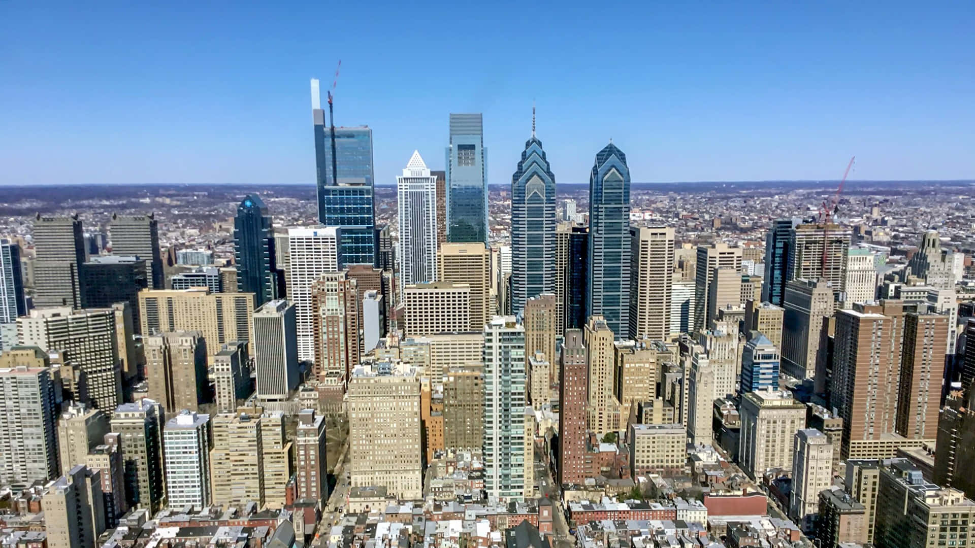 A View Of The City From The Sky Background