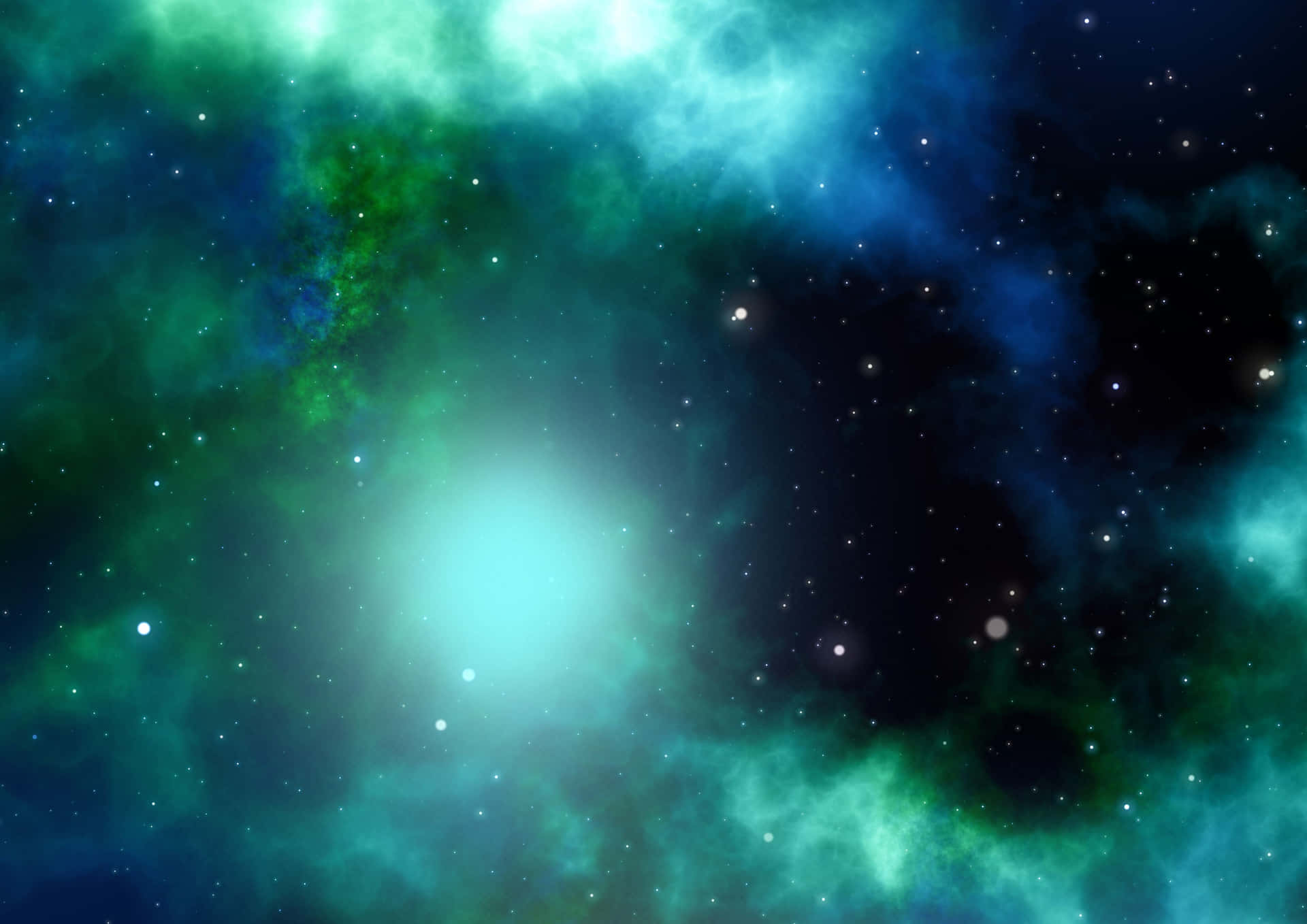 A View Of The Vibrant Green And Blue Galaxy Background