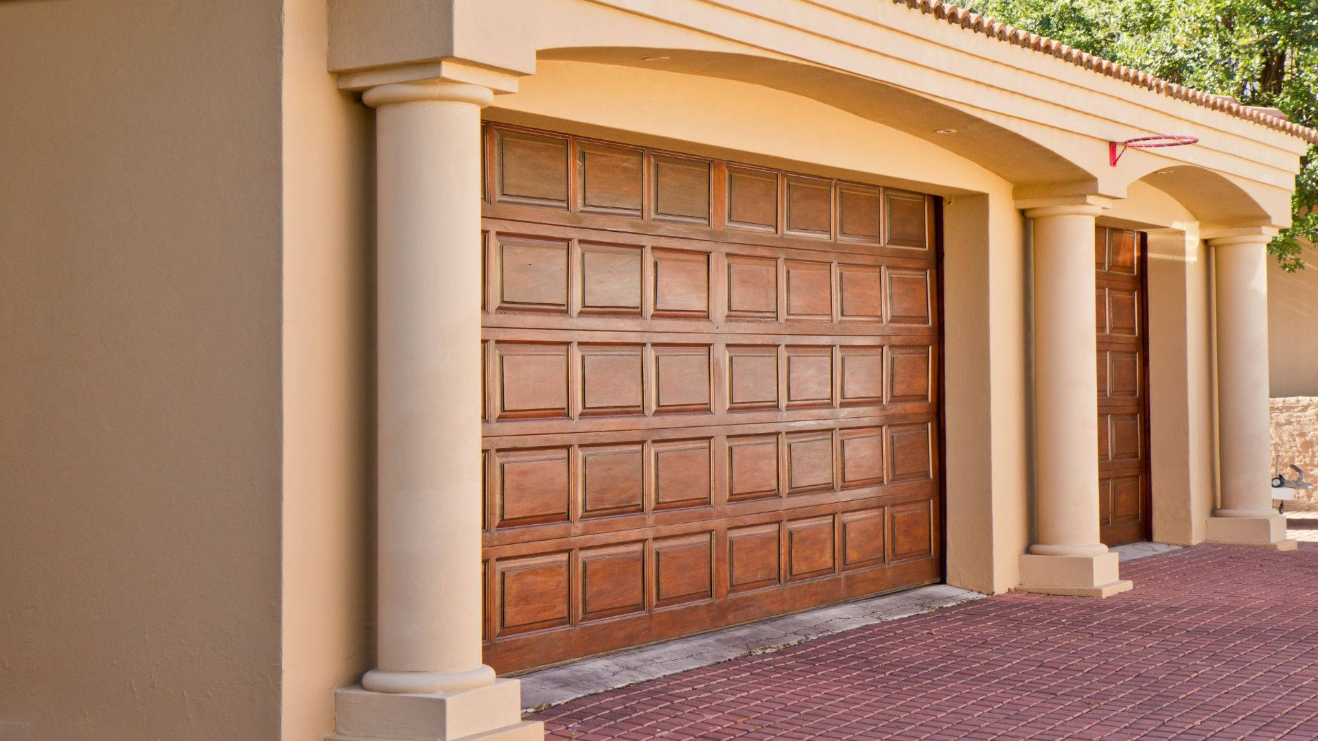 A Vintage Aesthetic View Of A Closed Garage Door Background