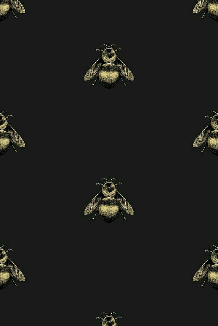 A Vintage Bee Flying Through A Colorful Field Of Daisies Background