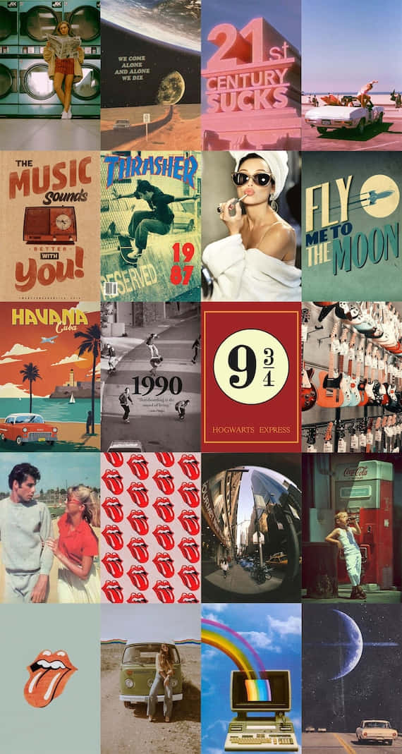 A Vintage Collage Of Classic Memorabilia Background