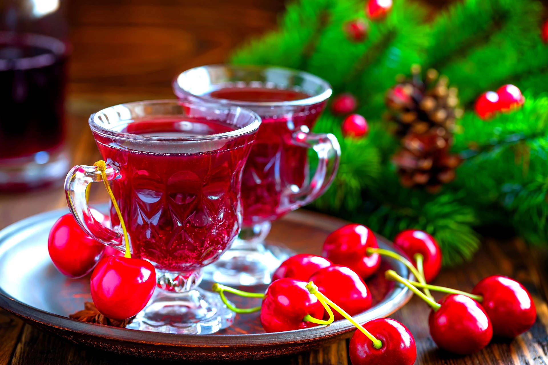 A Vintage Decanter Of Cranberry Liqueur Background