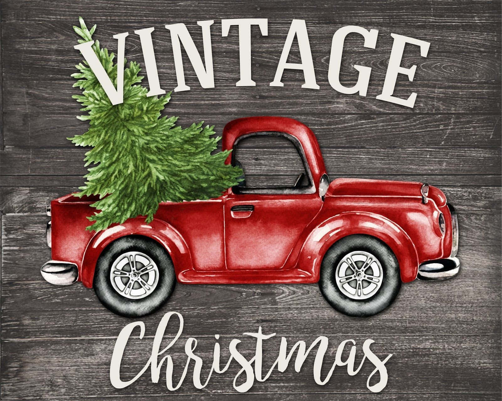 A Vintage Truck Awaits Christmas Morning Background