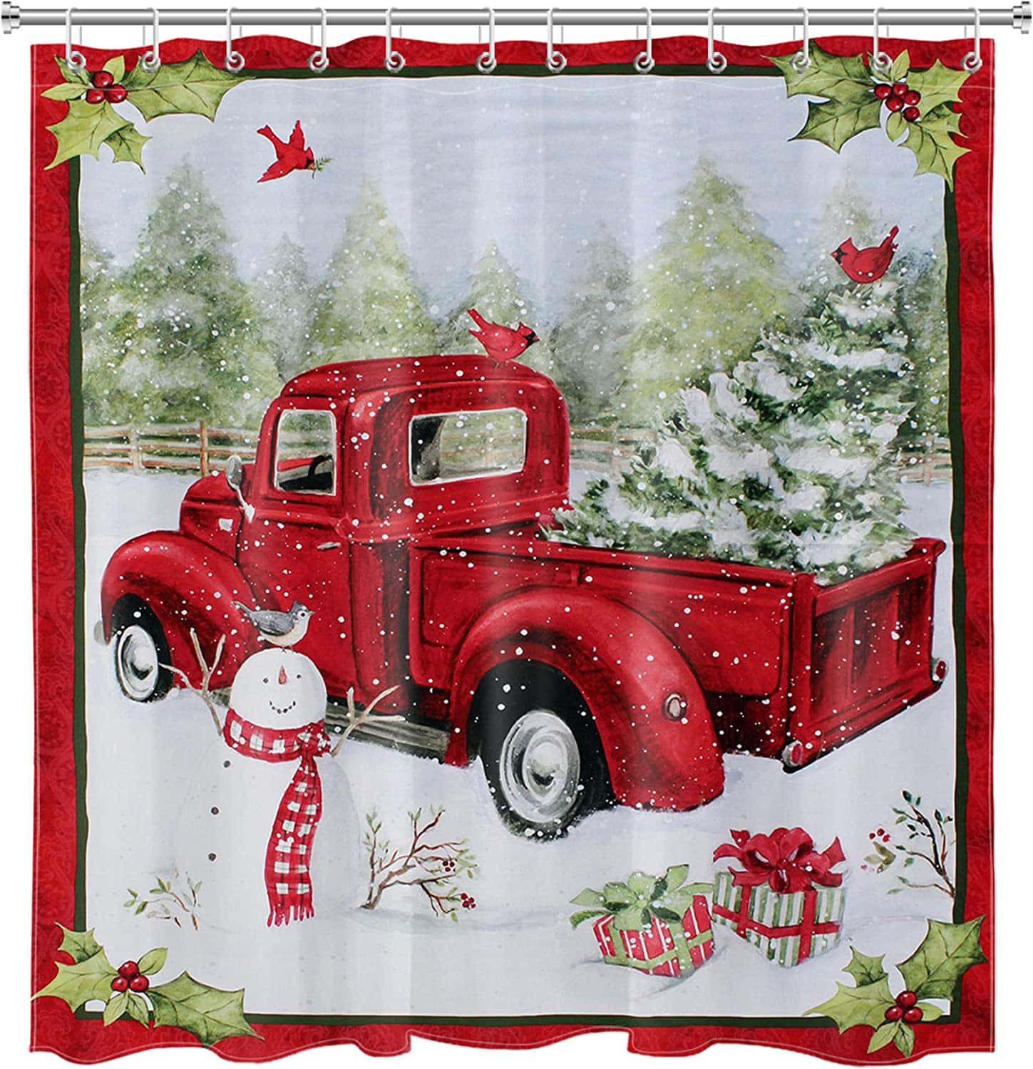 A Vintage Truck Decorated With Festive Lights For The Holiday Season. Background