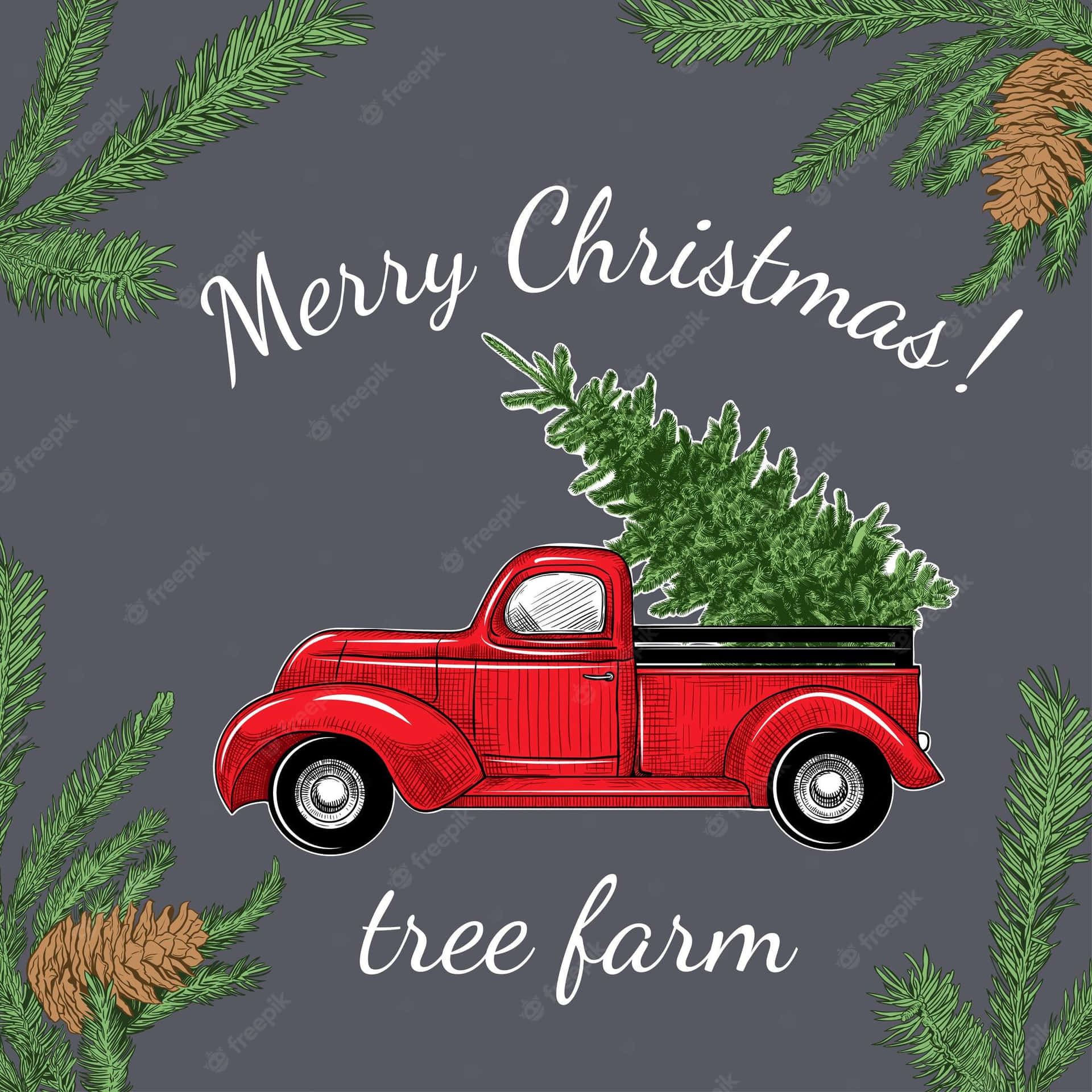 A Vintage Truck Lights Up The Night With A Christmas Spirit Background