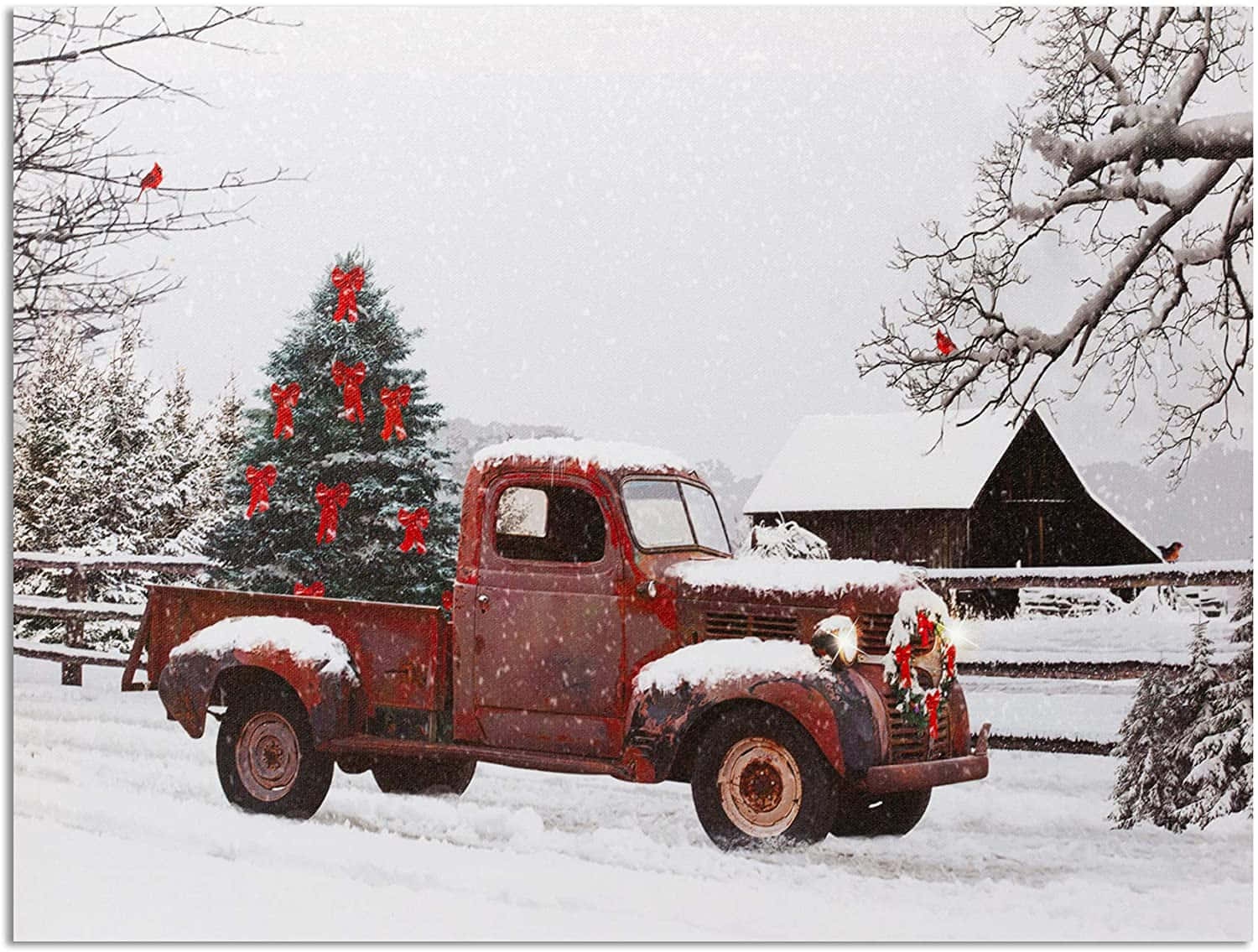 'a Vintage Truck With A Festive Christmas Schedule' Background