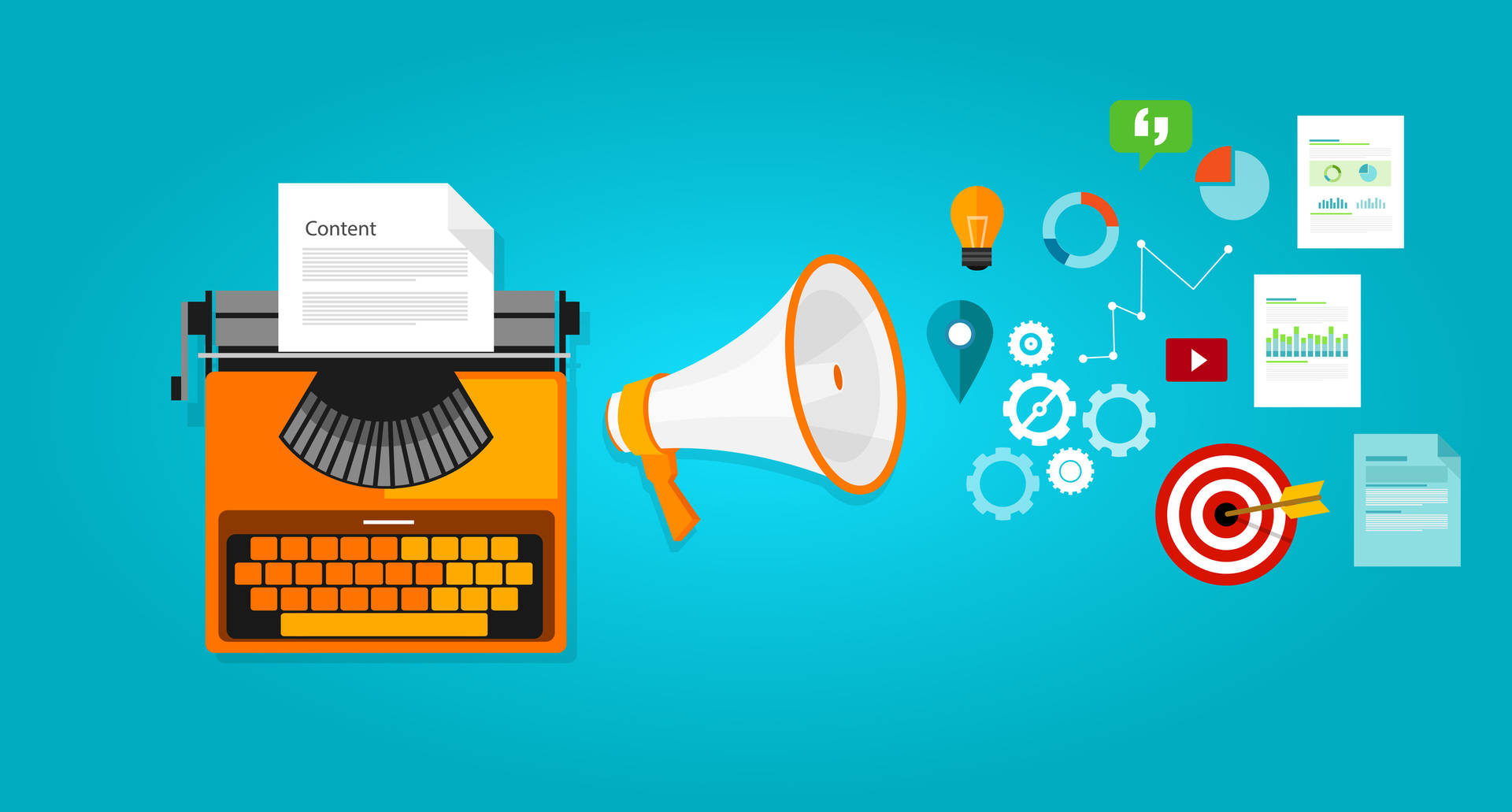 A Vintage Typewriter And Megaphone Illustration Background