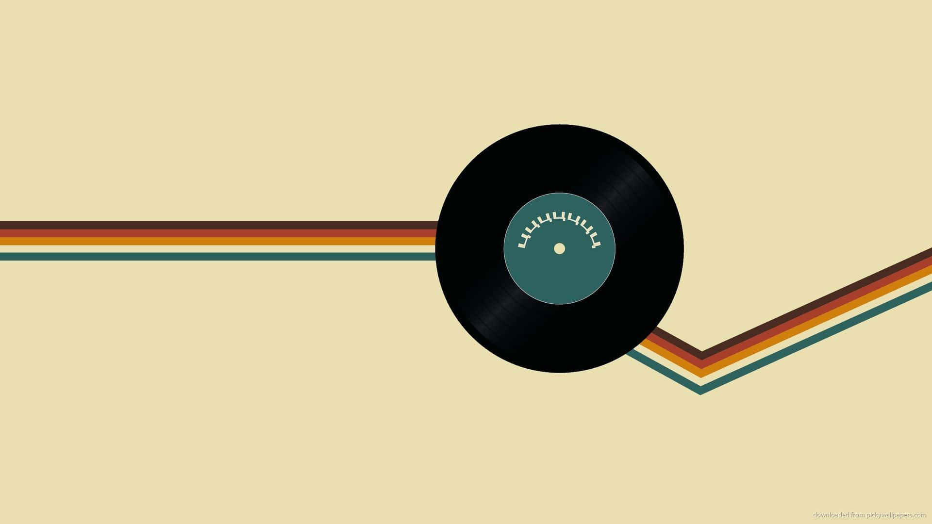 A Vinyl Record With A Rainbow Stripe On It Background