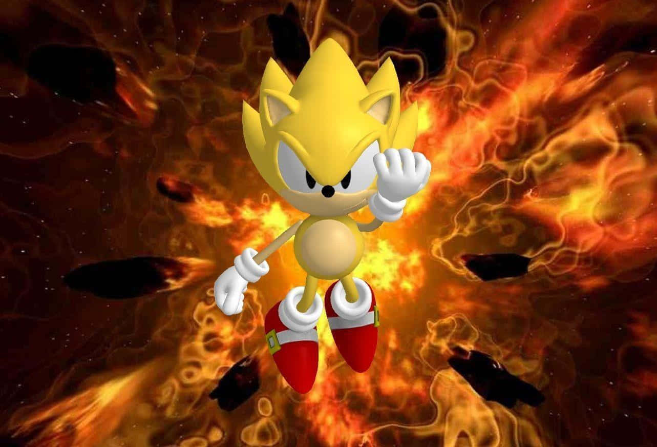 A Vivid Image Of Super Sonic The Iconic, Blue Hedgehog Background